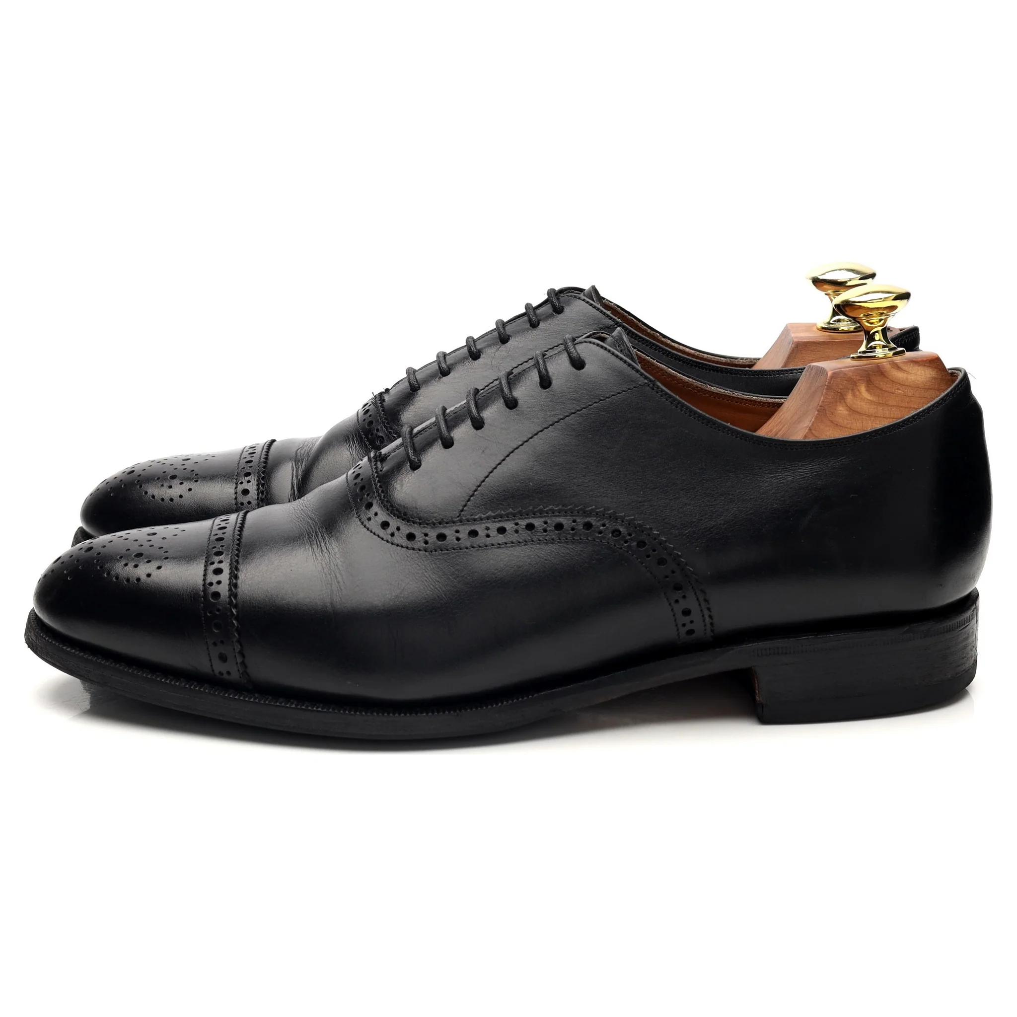 '101520' Black Leather Oxford Brogues UK 8 E - Image 3