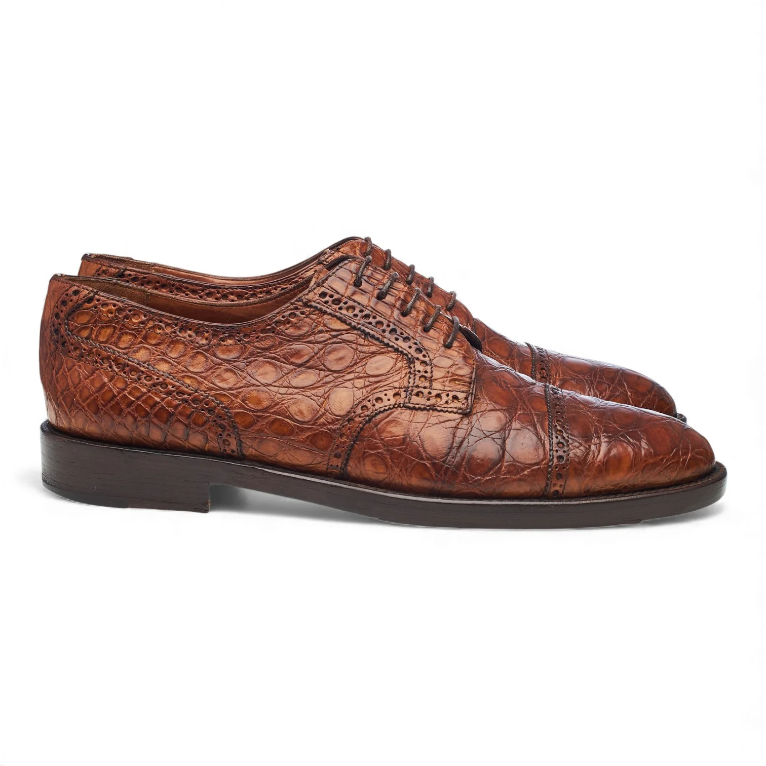 '1763' Tan Brown Crocodile Grain Leather Derby UK 9.5 US 10 D