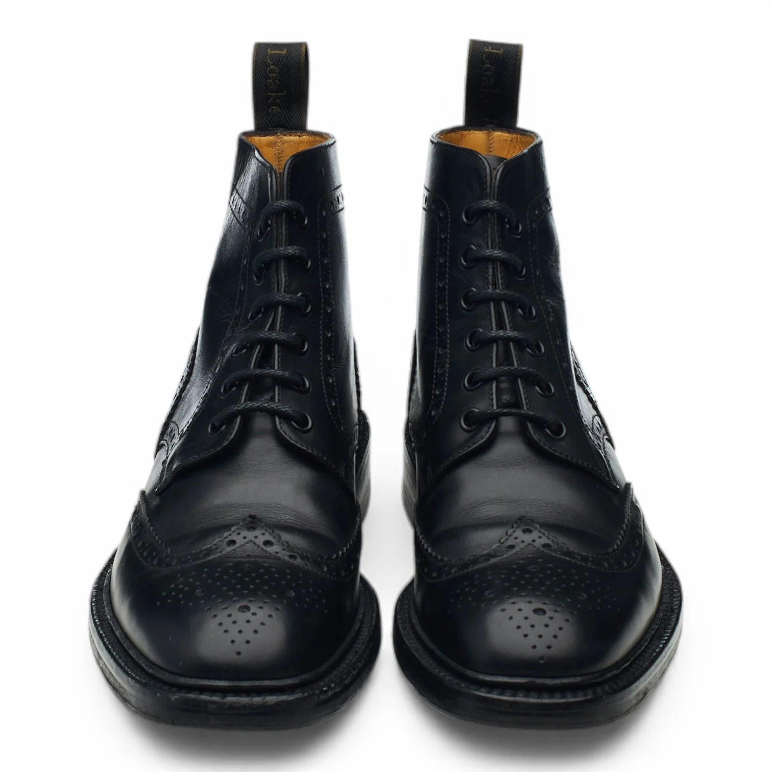 1880 'Burford 2' Black Leather Boots Brogues UK 7 F - Image 2