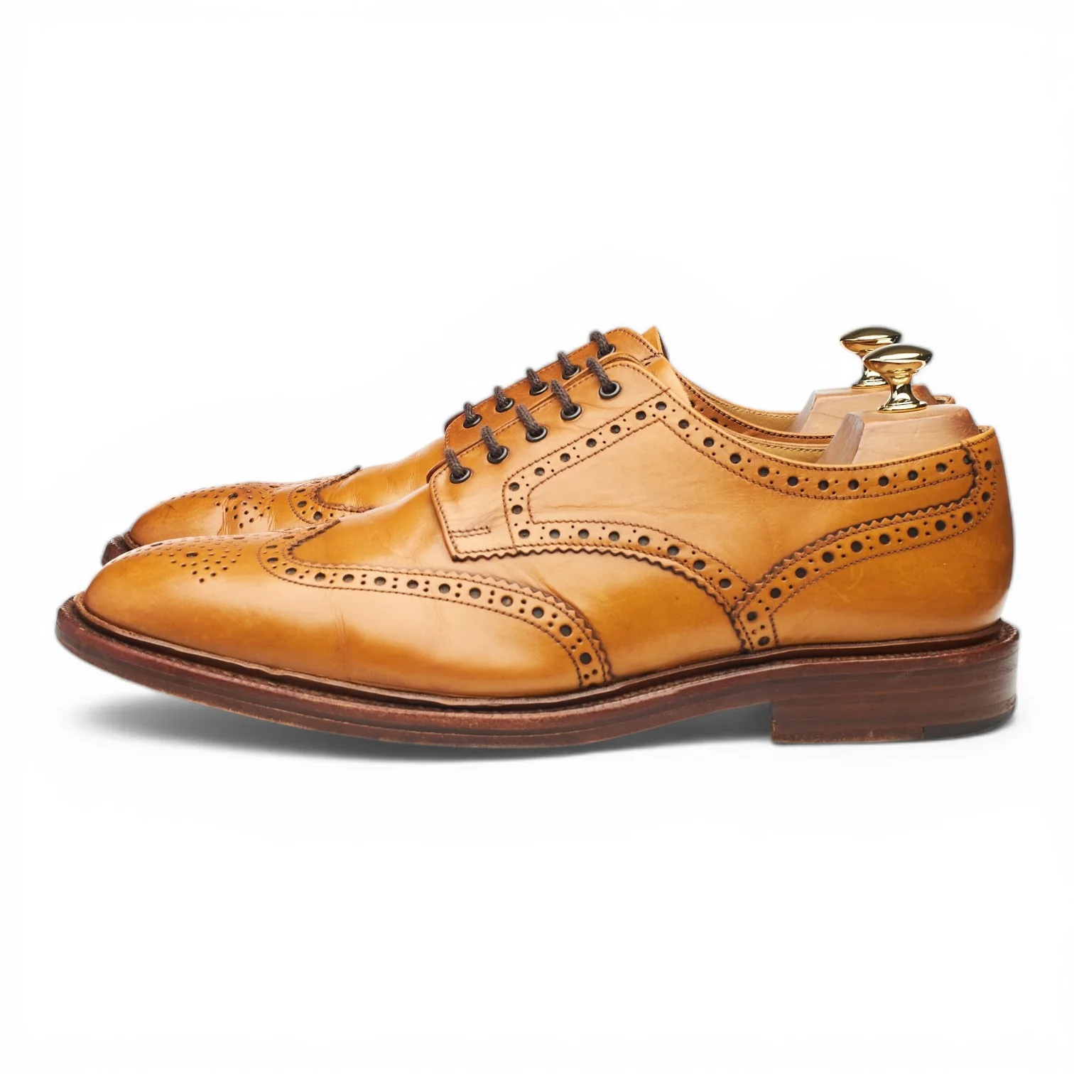 1880 'Chester 2' Tan Brown Leather Derby Brogues UK 10 F - Image 3