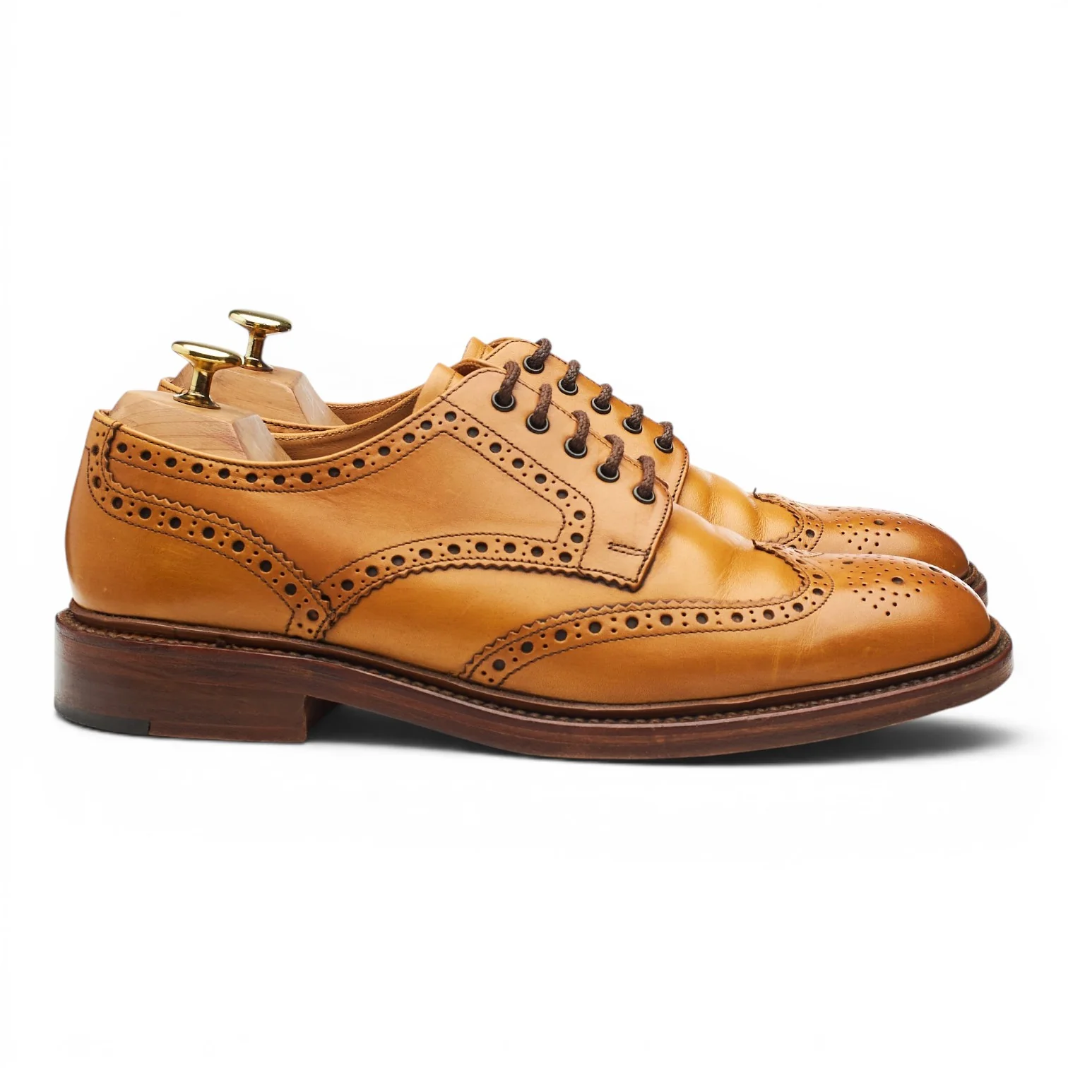 1880 'Chester' Tan Brown Leather Derby Brogues UK 8 F
