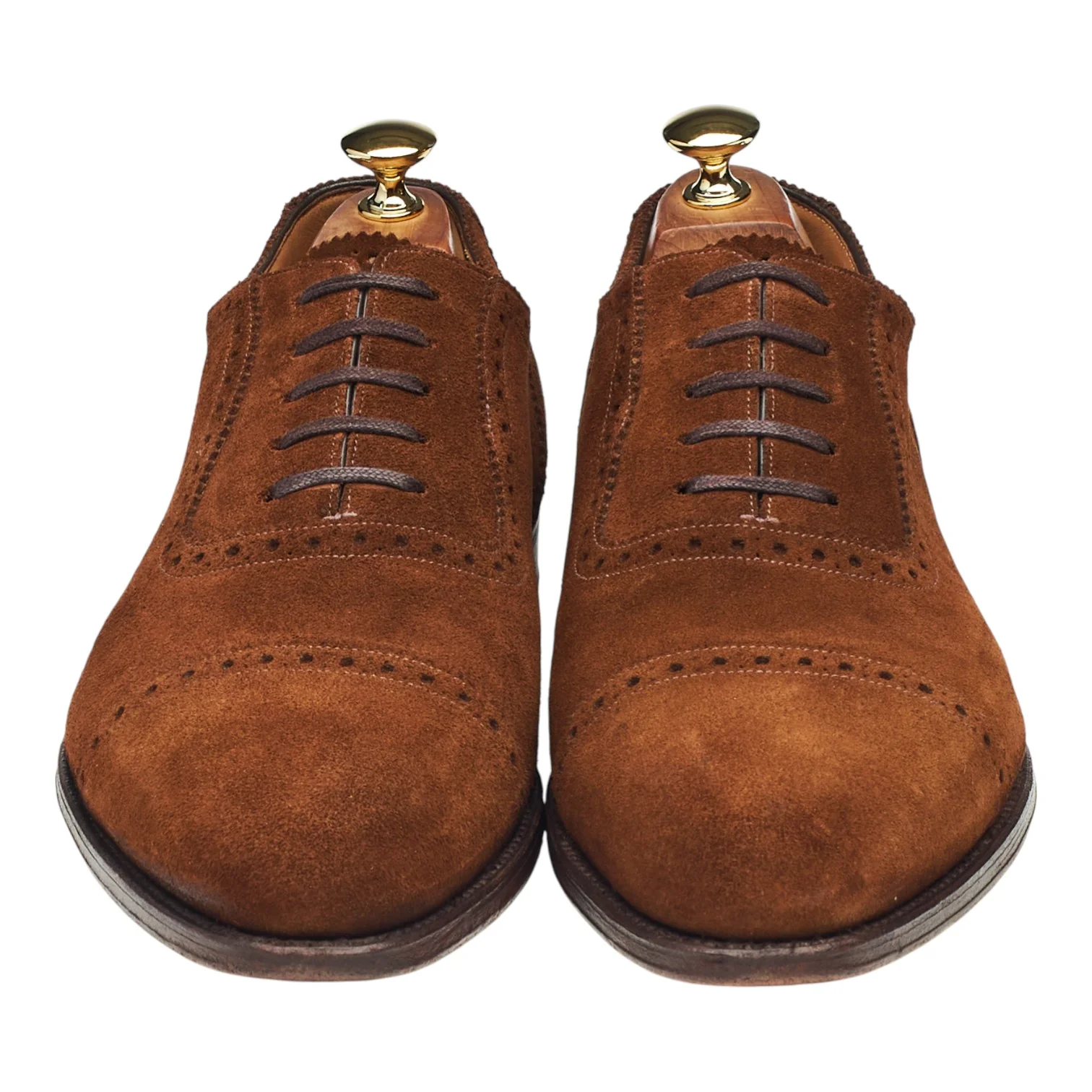 1880 Export Grade 'Trinity' Snuff Brown Suede Oxford Brogues UK 9 F - Image 2