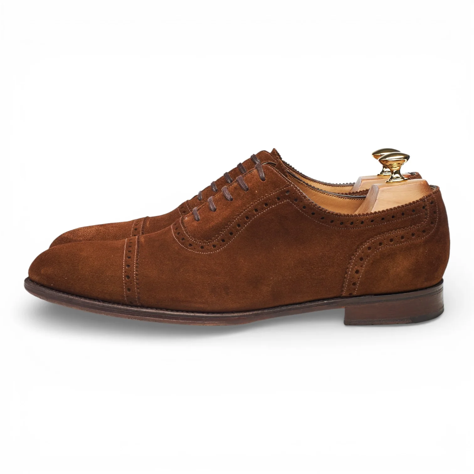 1880 Export Grade 'Trinity' Snuff Brown Suede Oxford Brogues UK 9 F - Image 3