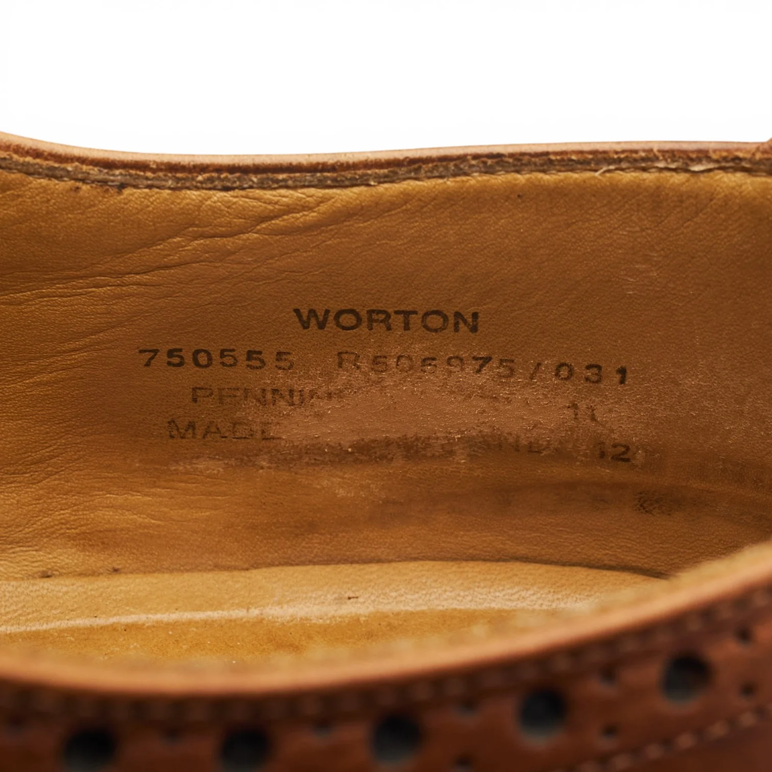 1880 'Worton' Tan Brown Leather Derby Brogues UK 11 G - Image 7