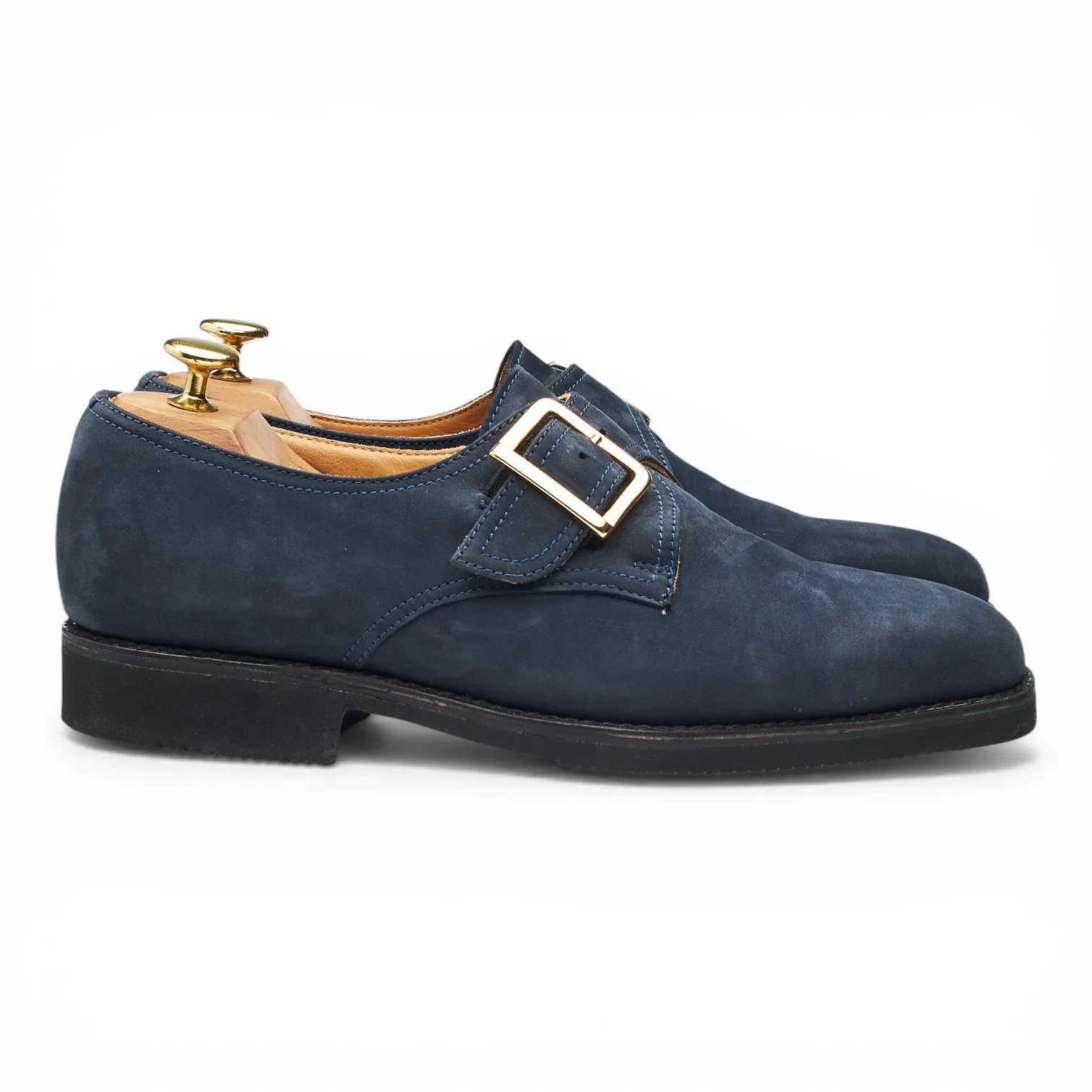 2000 Navy Blue Nubuck Leather Monk Strap UK 8 F