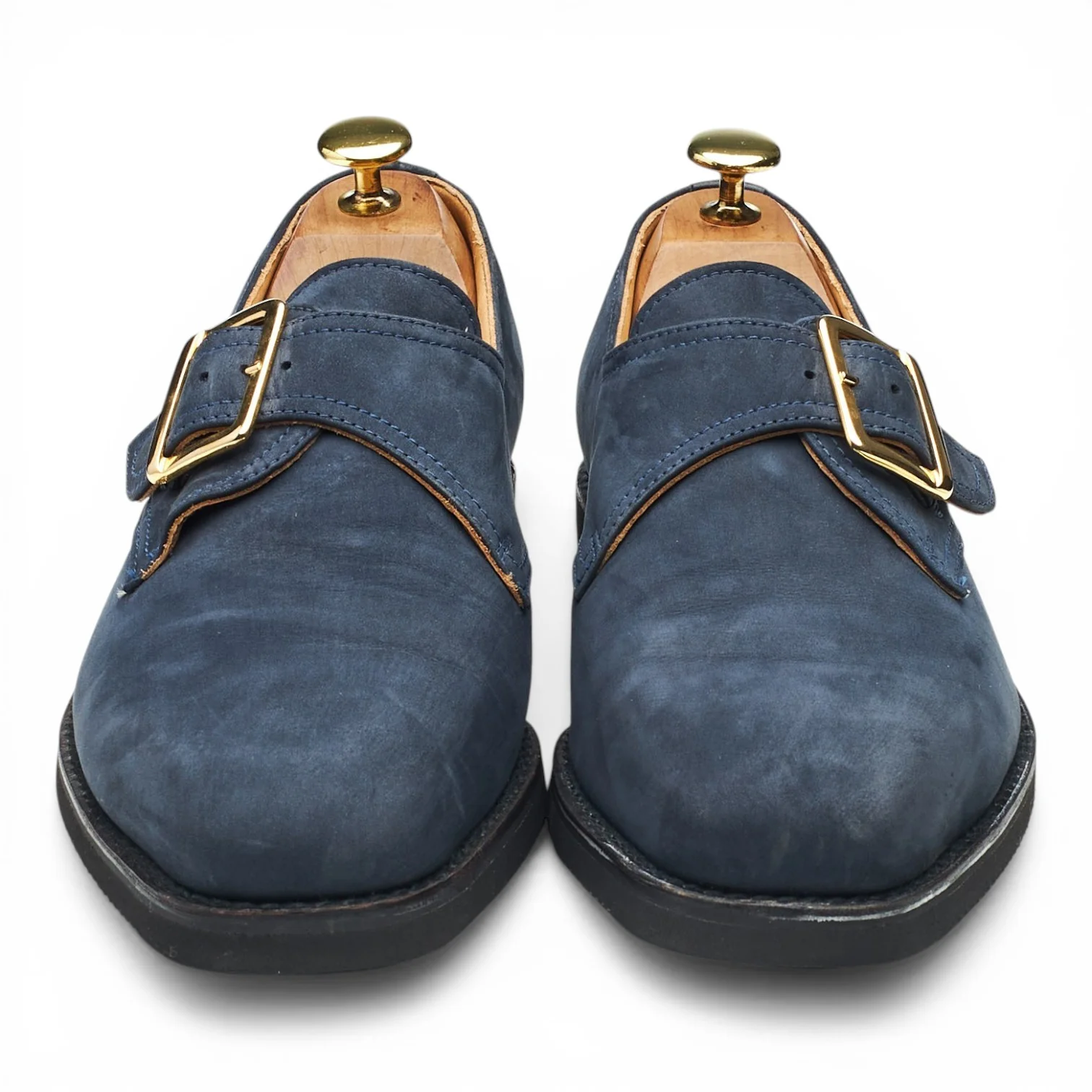 2000 Navy Blue Nubuck Leather Monk Strap UK 8 F - Image 2