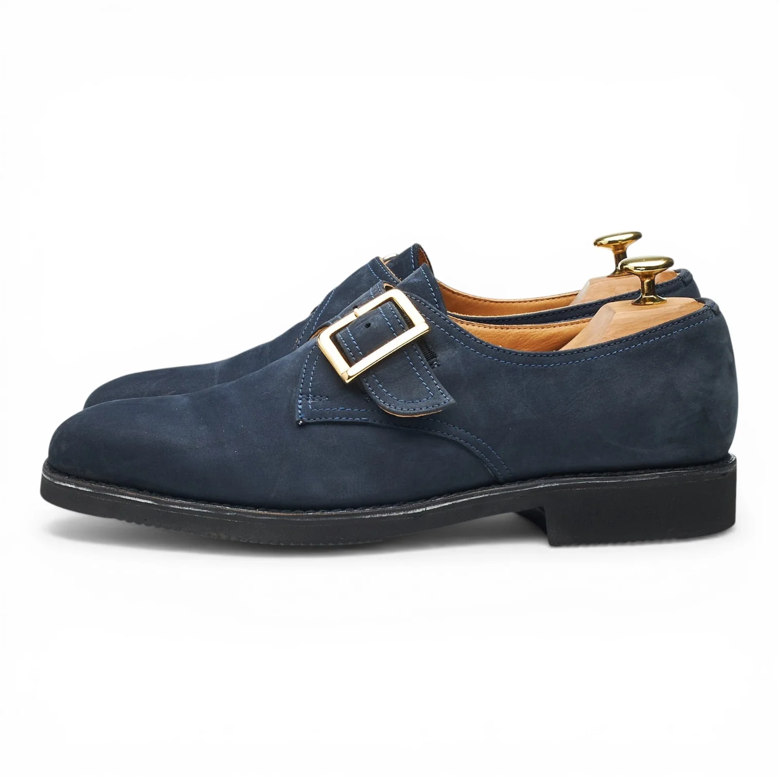 2000 Navy Blue Nubuck Leather Monk Strap UK 8 F - Image 3
