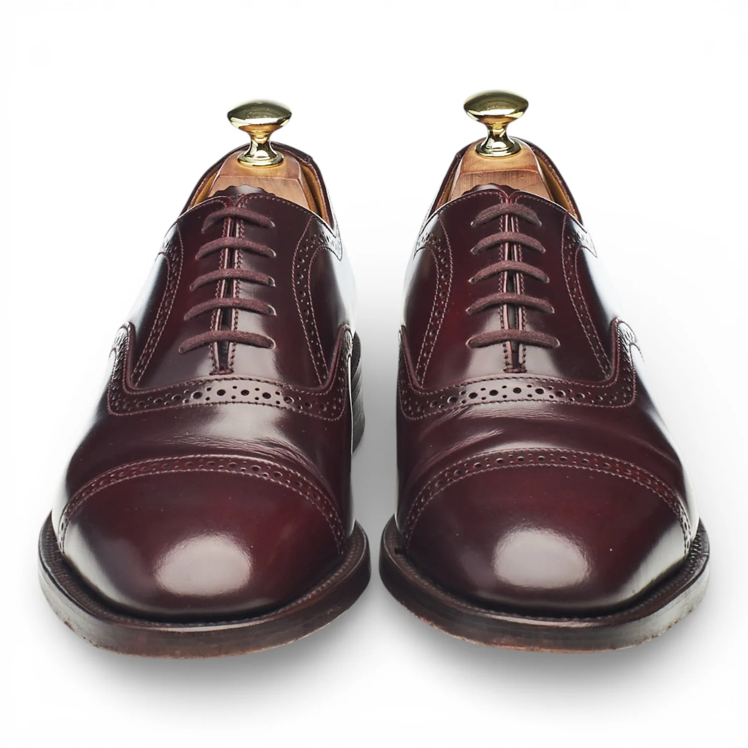'206' Burgundy Leather Oxford Semi Brogues UK 7.5 F - Image 2