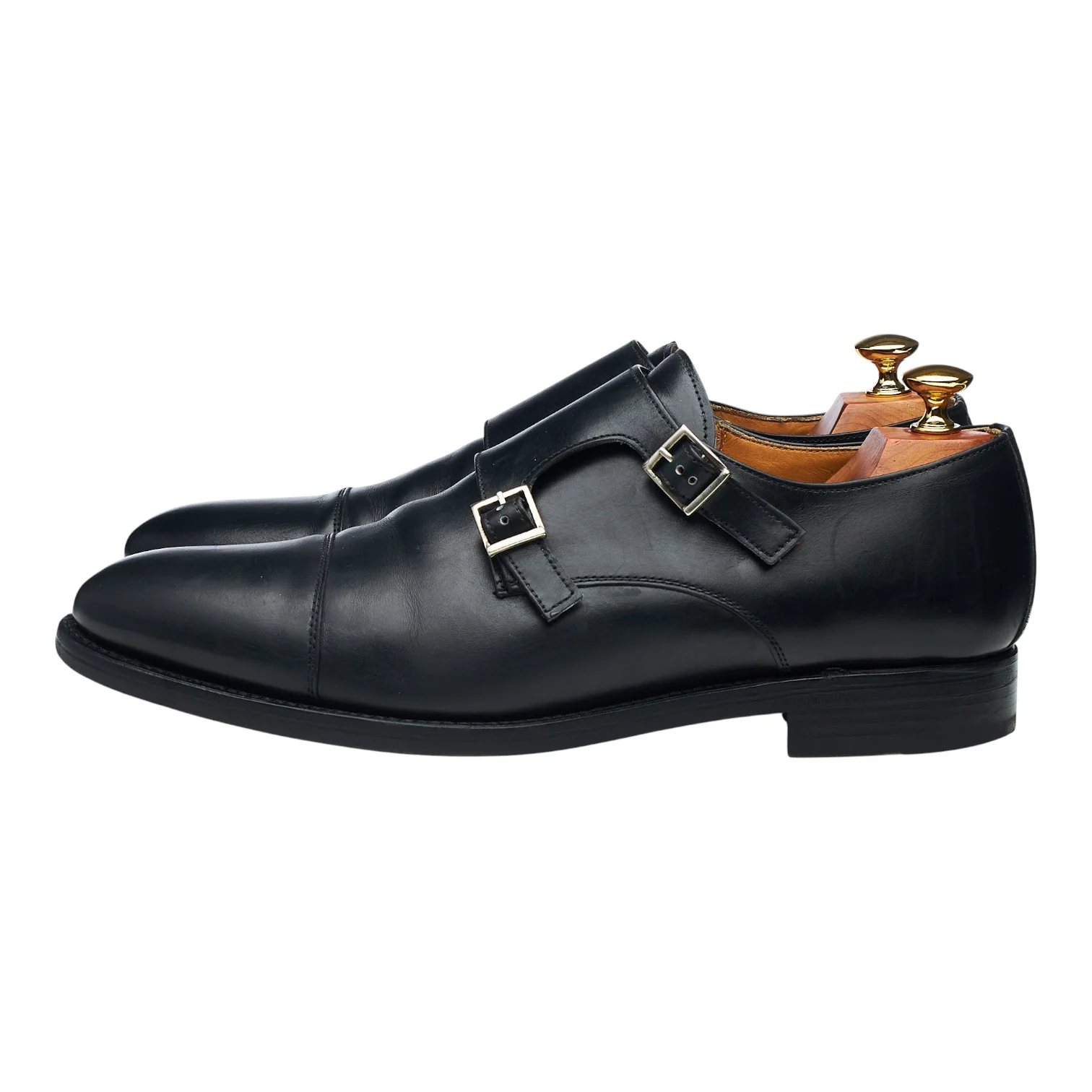 '3637' Black Leather Double Monk Strap UK 9.5 - Image 3