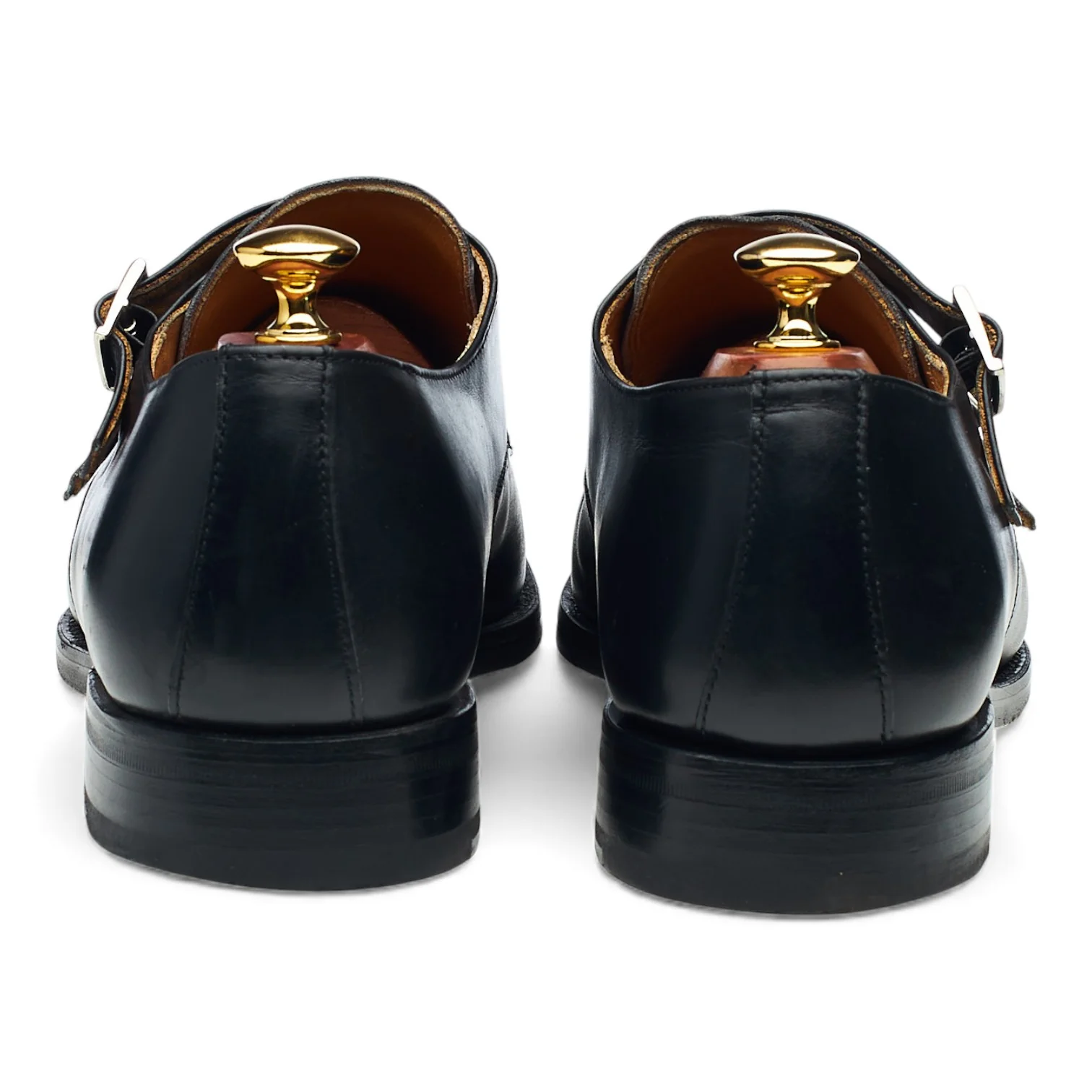 '3637' Black Leather Double Monk Strap UK 9.5 - Image 4