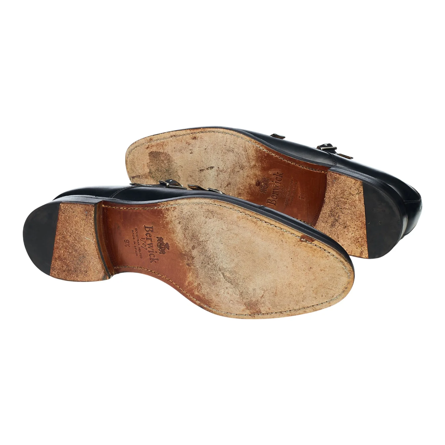 '3637' Black Leather Double Monk Strap UK 9.5 - Image 5