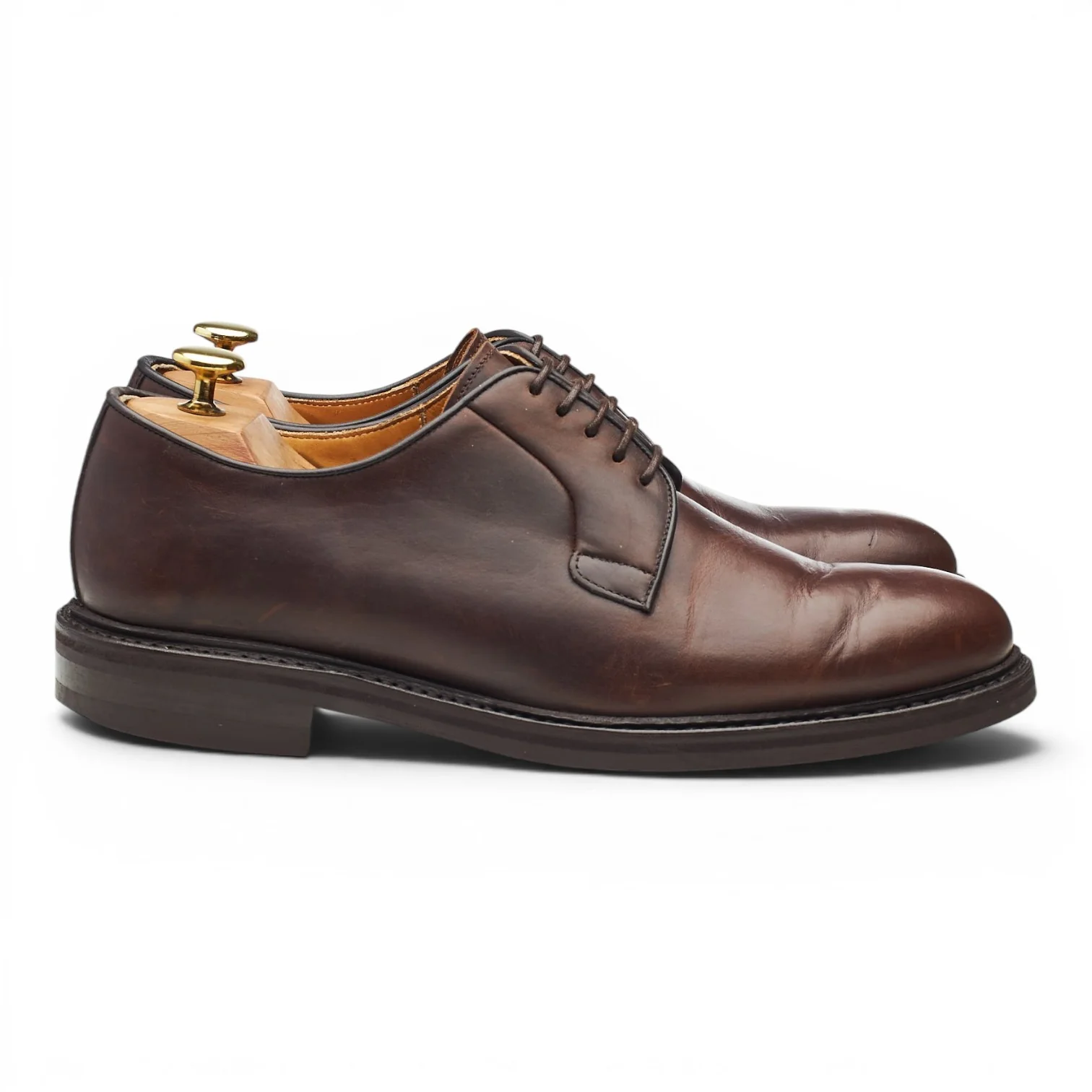 '3680' Dark Brown Waxed Leather Derby UK 8