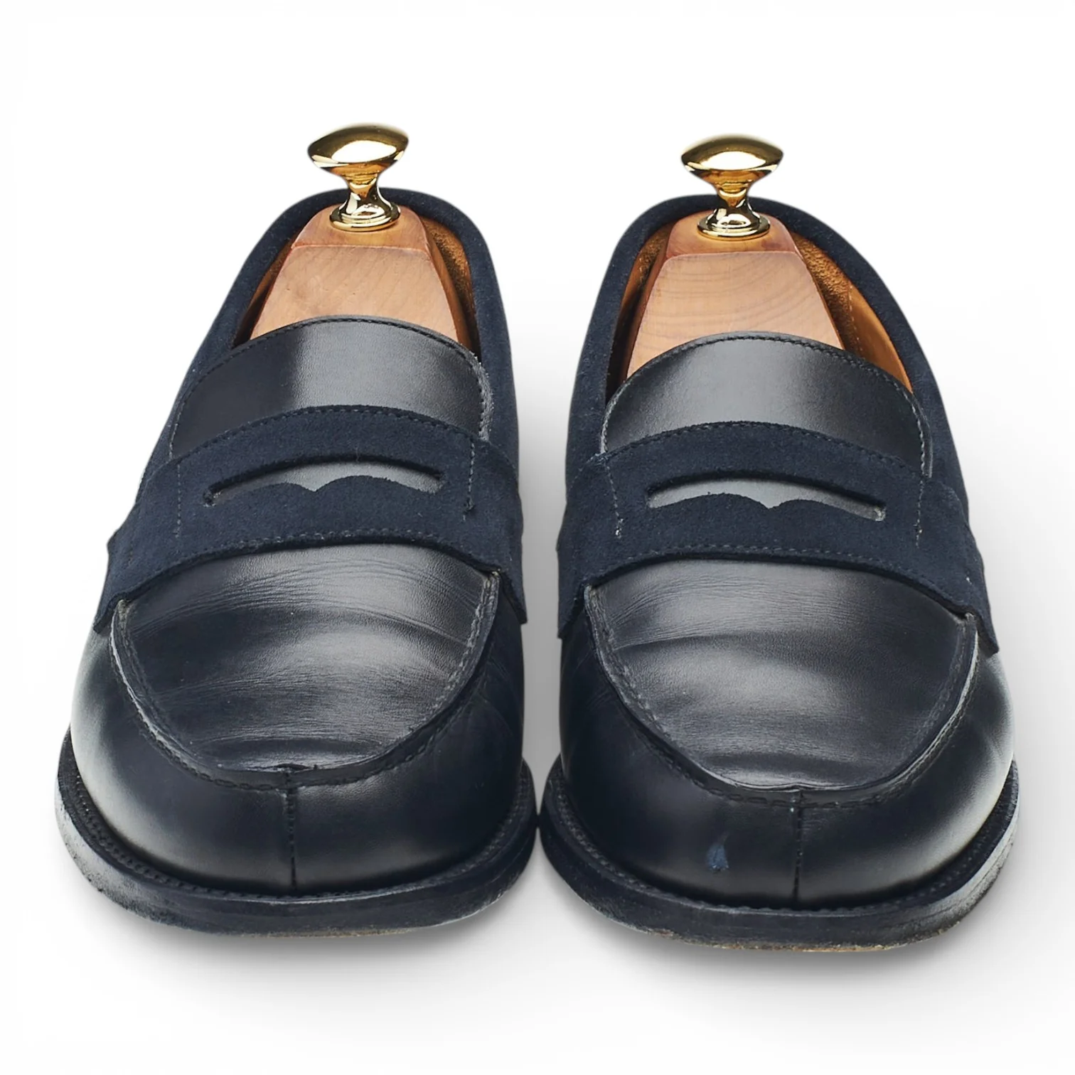 '4456' Navy Blue Leather & Suede Loafers UK 6 - Image 2