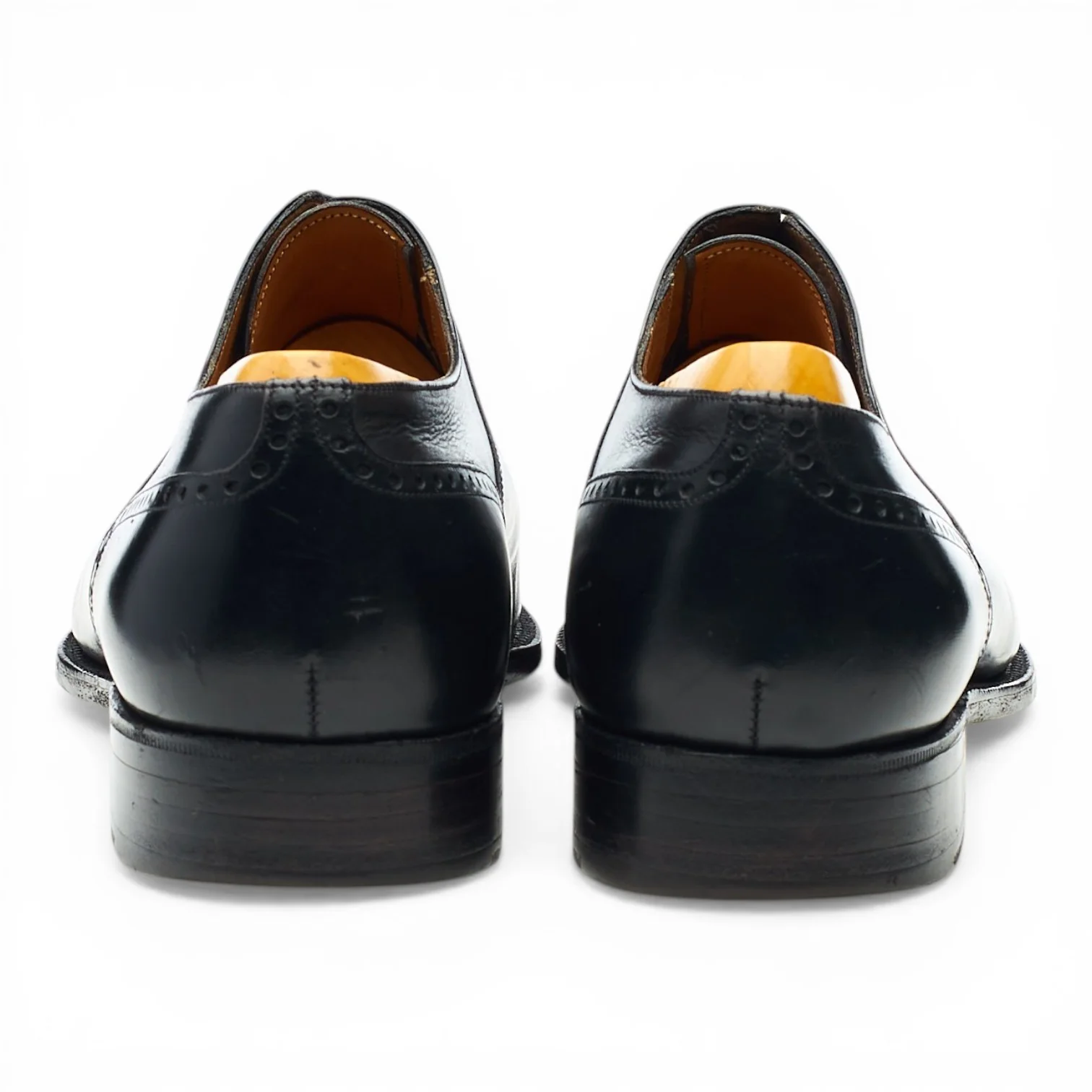 '666' Black Leather Oxford Brogues 7 D UK 7.5 - Image 4