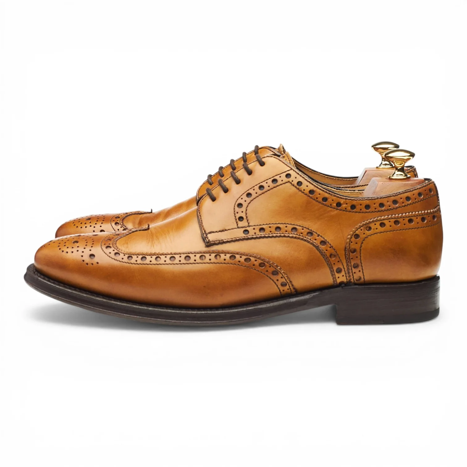 '67351' Tan Brown Leather Derby Brogues UK 9 - Image 3