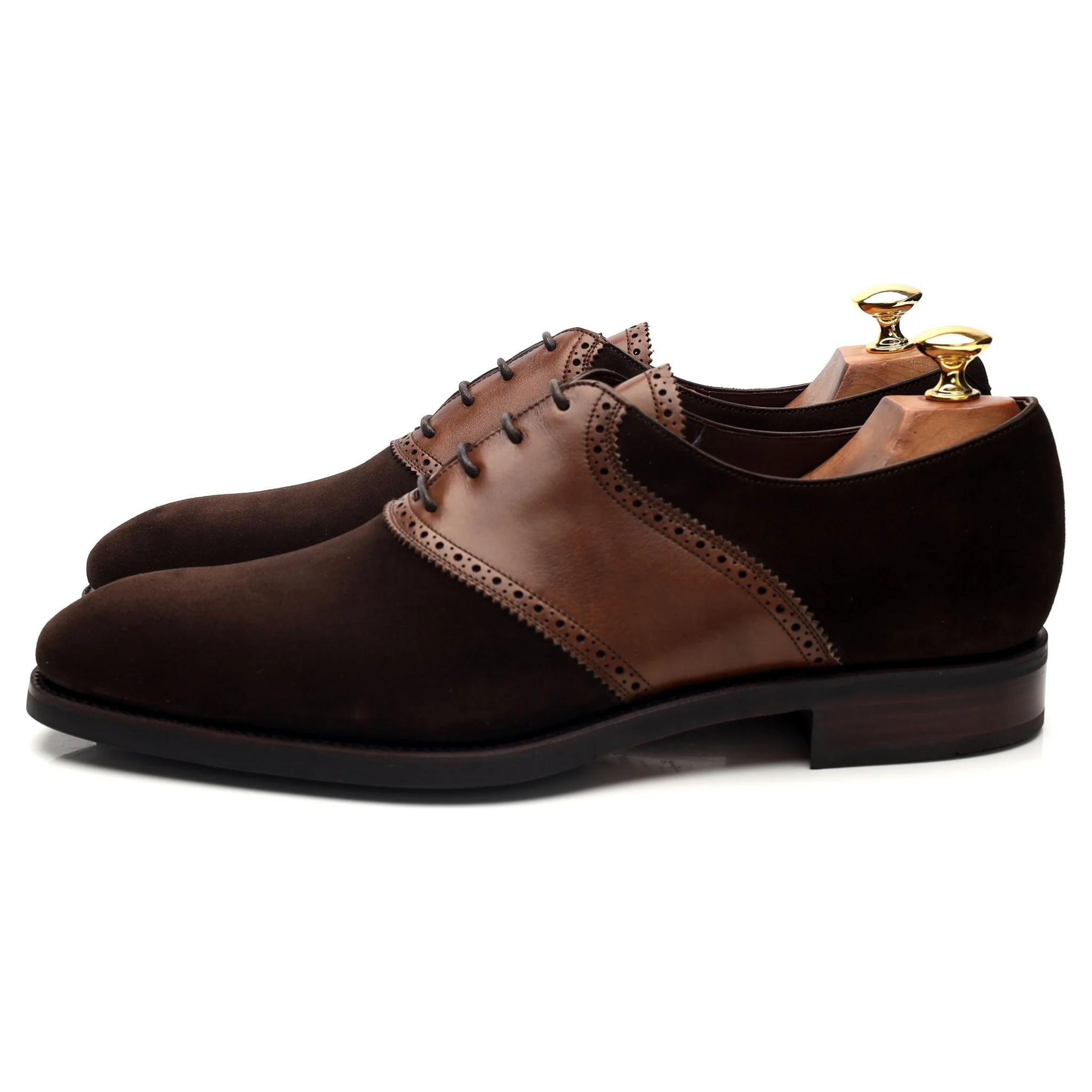 '80329' Dark Brown Suede Brown Leather Saddle Oxford UK 7.5 - 12 - Image 3