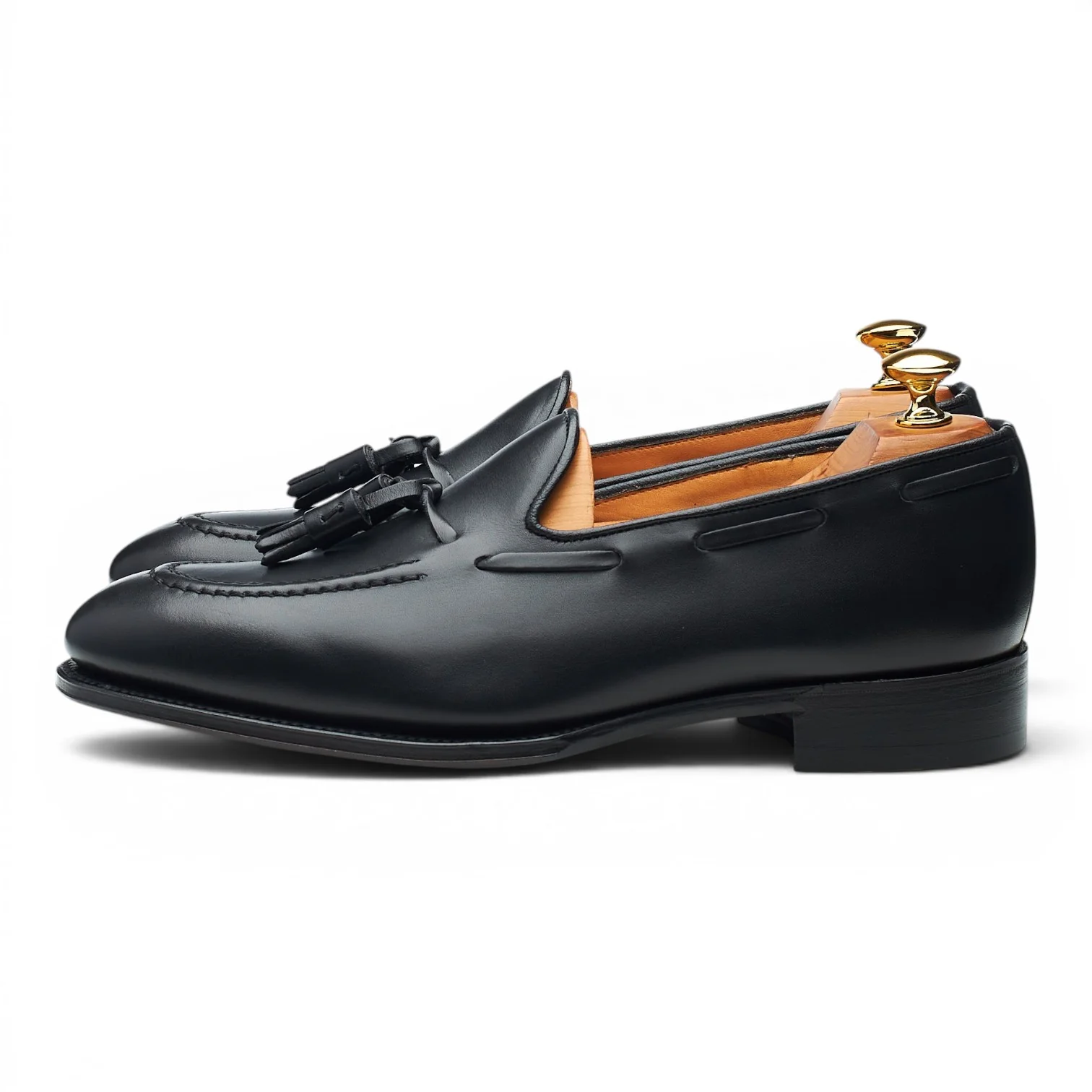 'Adrian' Black Leather Tassel Loafers UK 6.5 E - Image 3