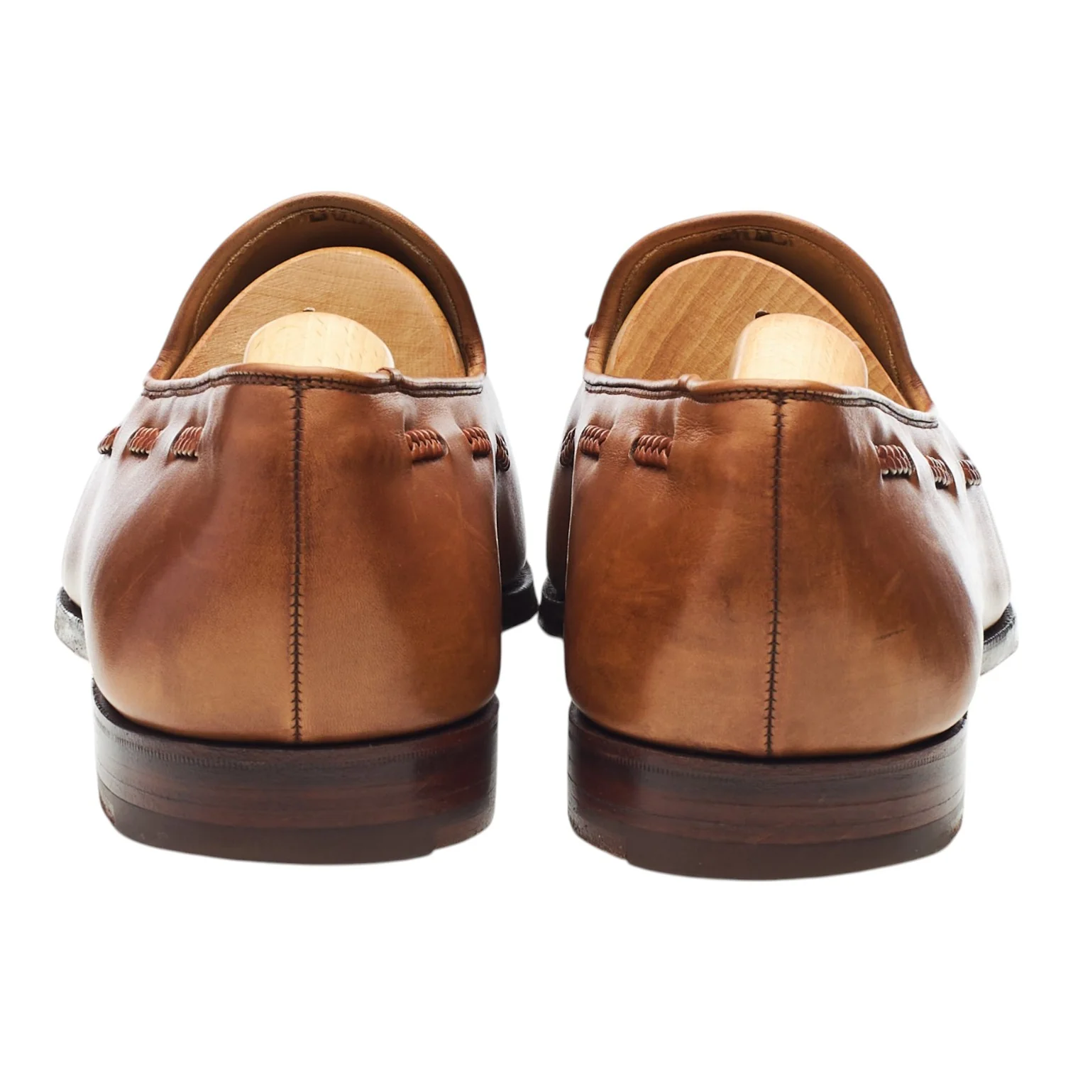 'Aidan' Tan Brown Leather Tassel Loafers UK 10.5 E - Image 4