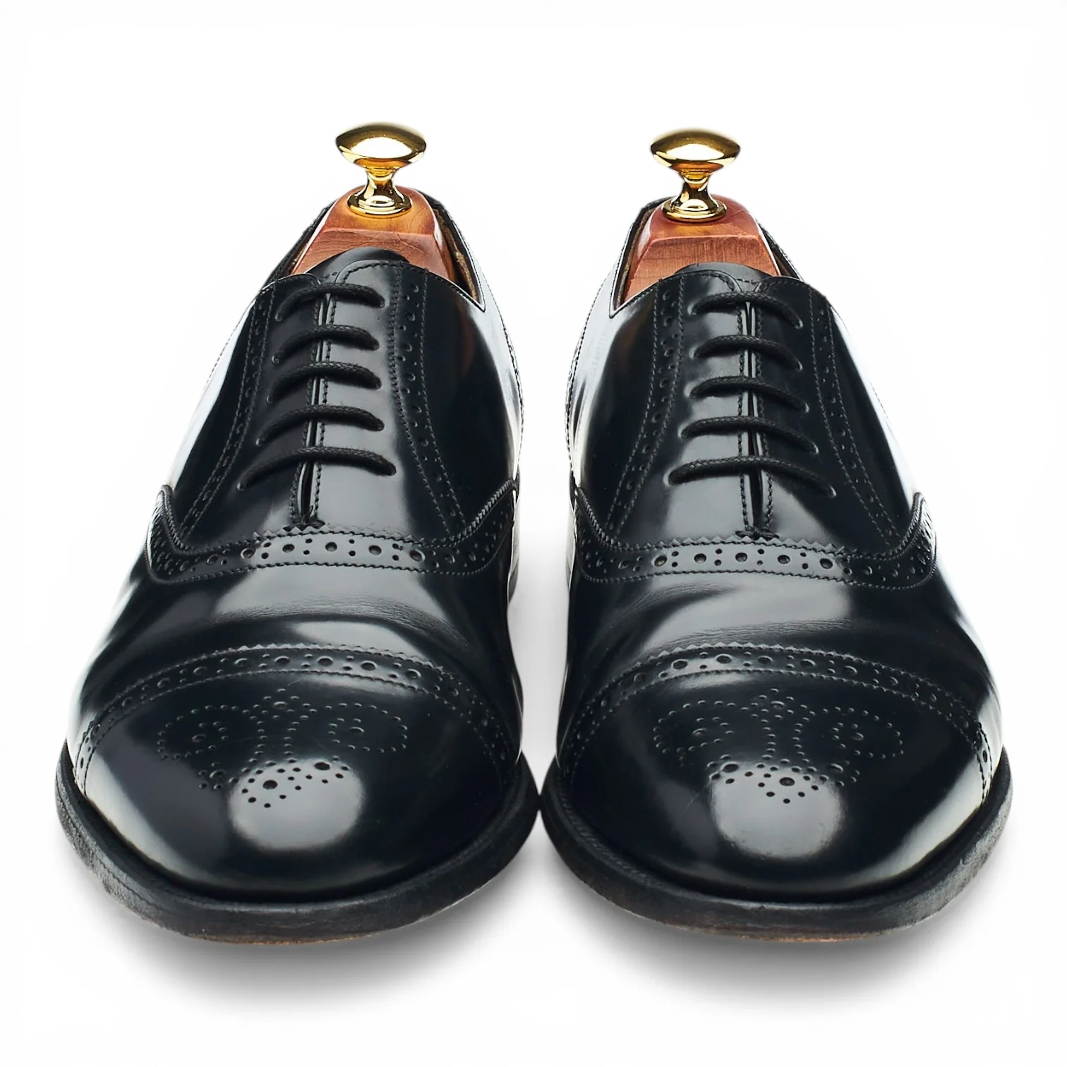 'Alfred' Black Leather Oxford Brogues UK 9 G - Image 2
