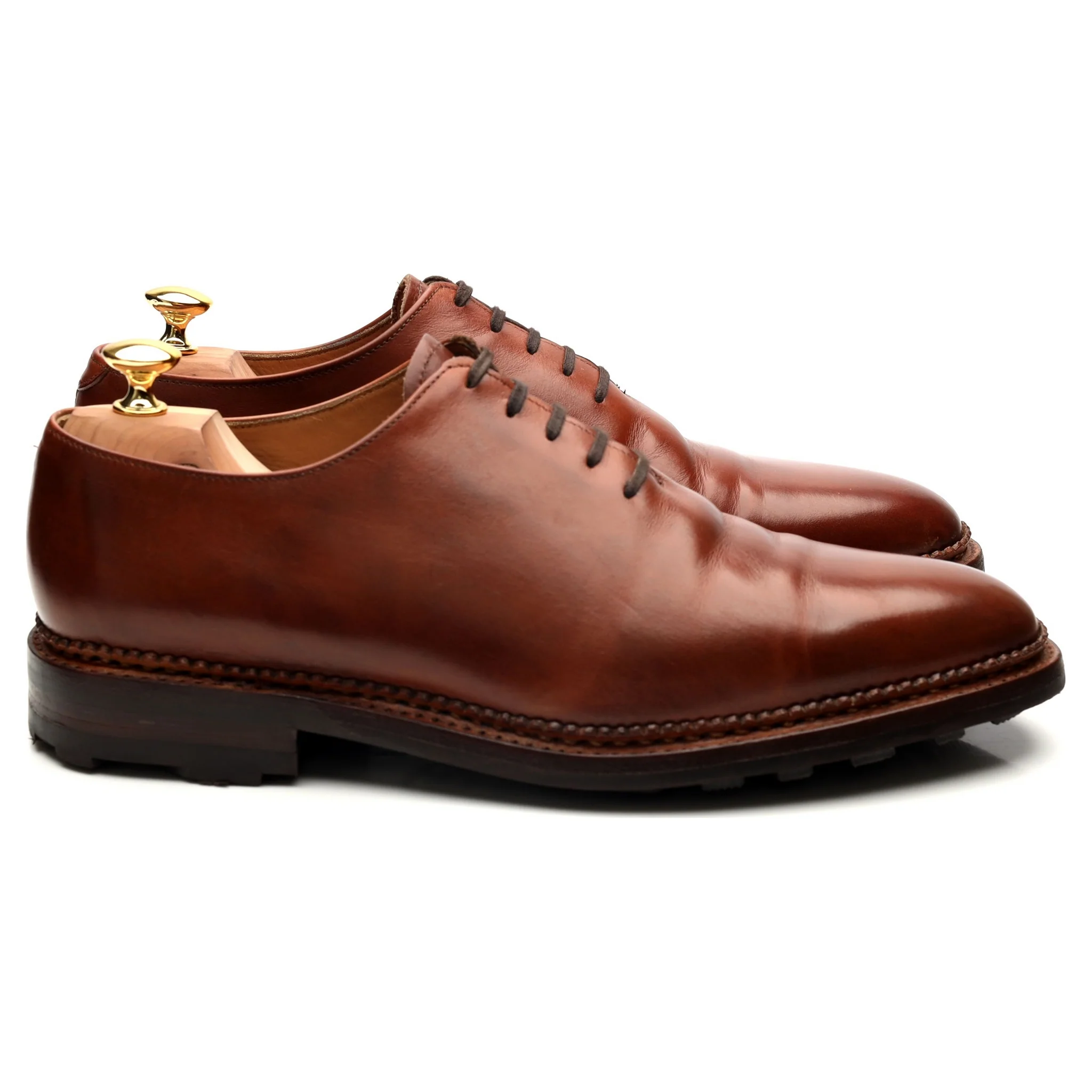 Tan Brown Leather Wholecut Oxford UK 10.5 - Image 6