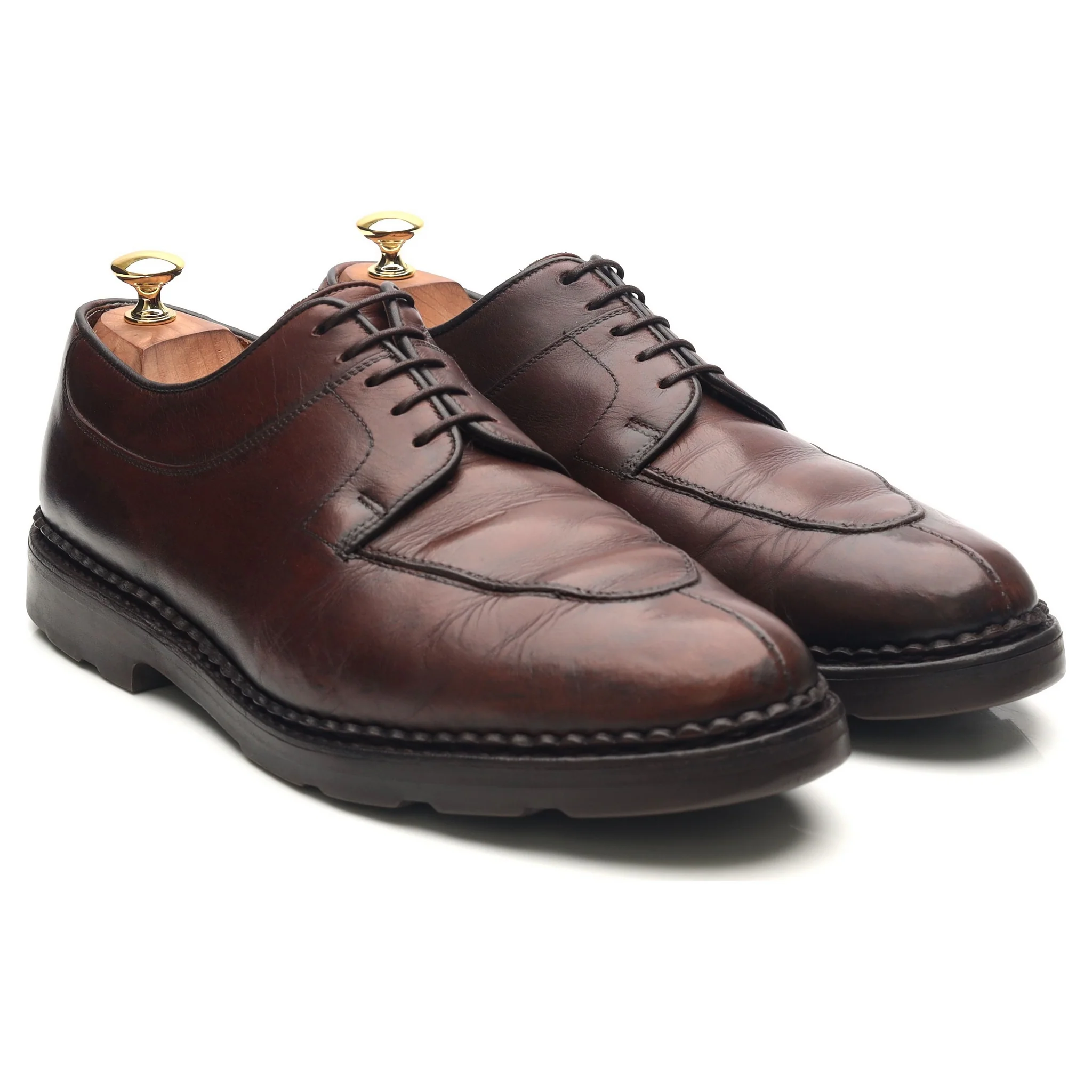 Dark Brown Leather Split Toe Derby UK 10.5 - Image 7