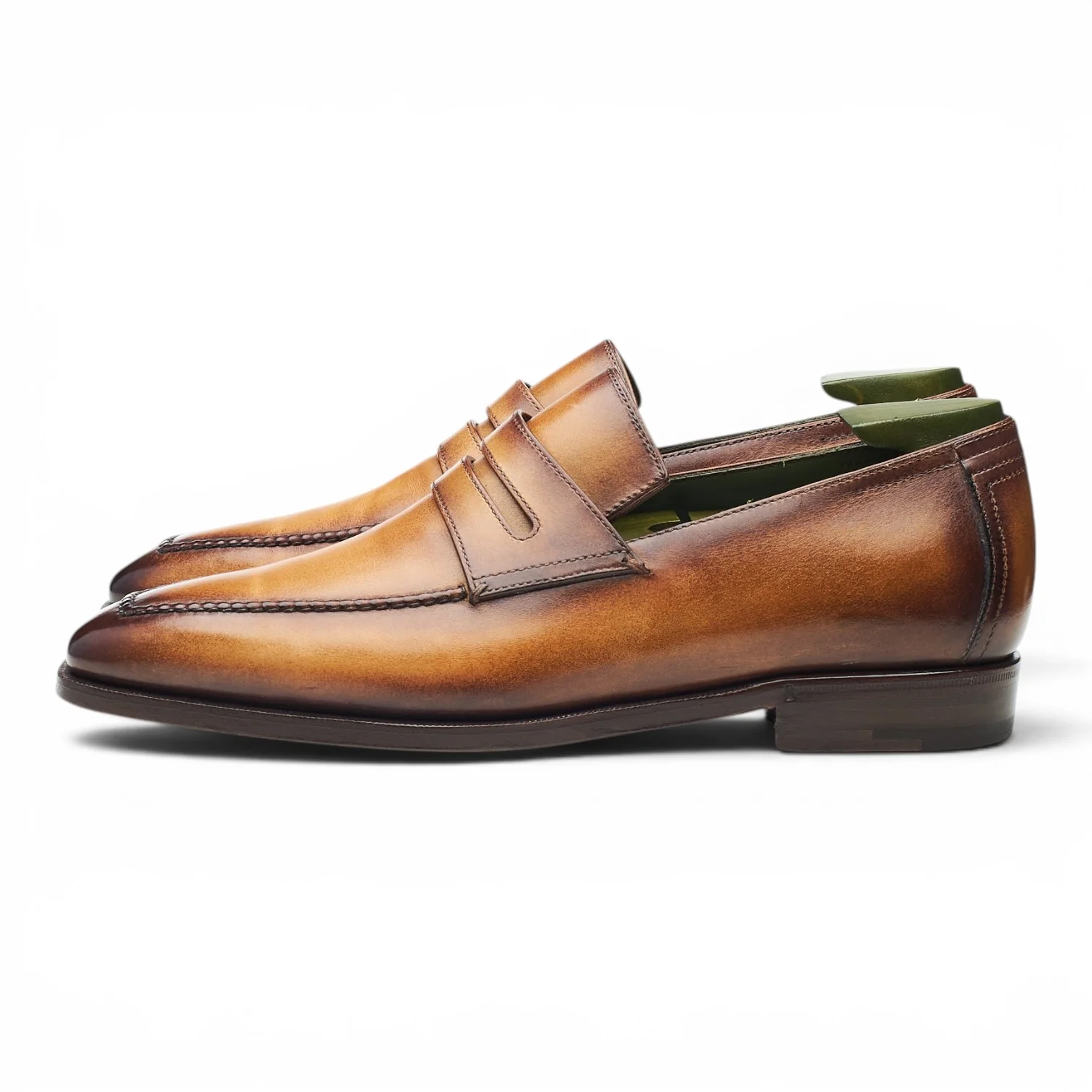 'Andy' Tan Brown Patina Leather Loafers UK 6 - Image 3