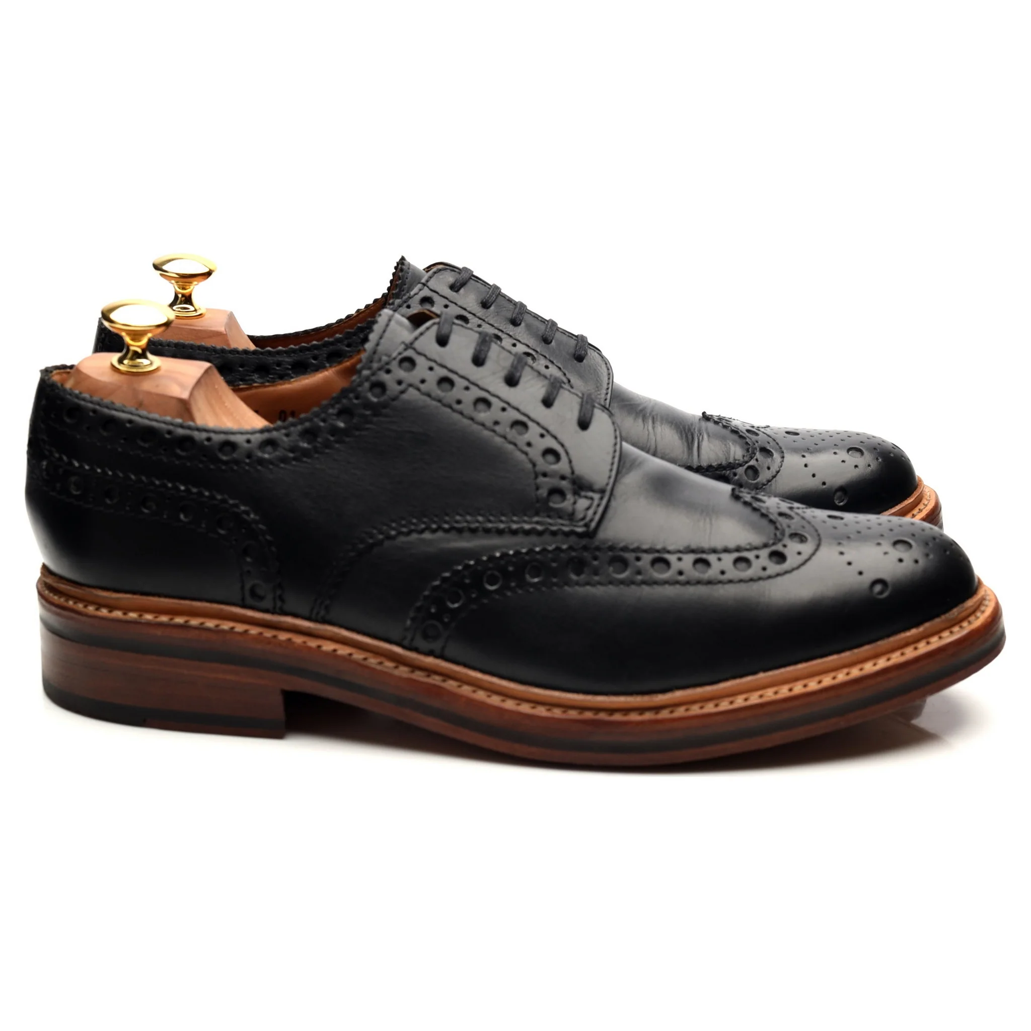 'Archie' Black Leather Derby Brogues UK 10.5 G - Image 6