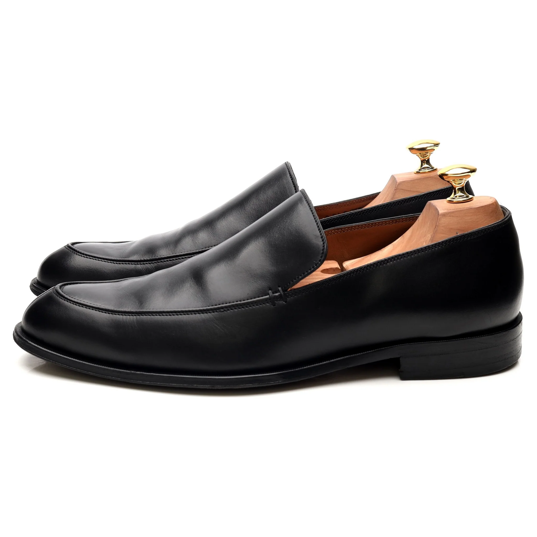 Black Leather Loafers UK 8 EEE - Image 2
