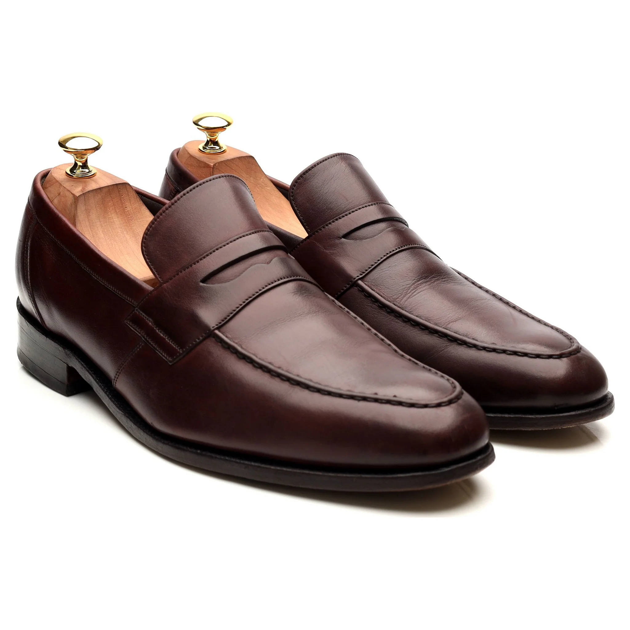 Burgundy Leather Loafers UK 10 F - Image 7