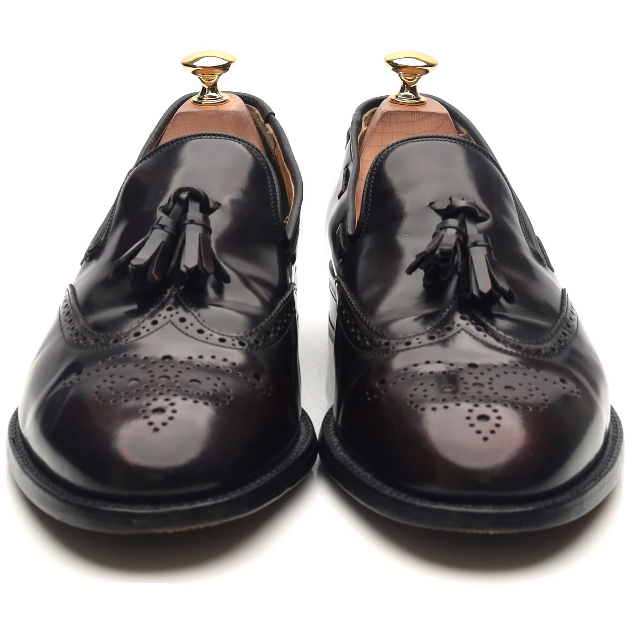 'Clive' Burgundy Leather Wing Cap Tassel Loafers UK 9.5 G - Image 8