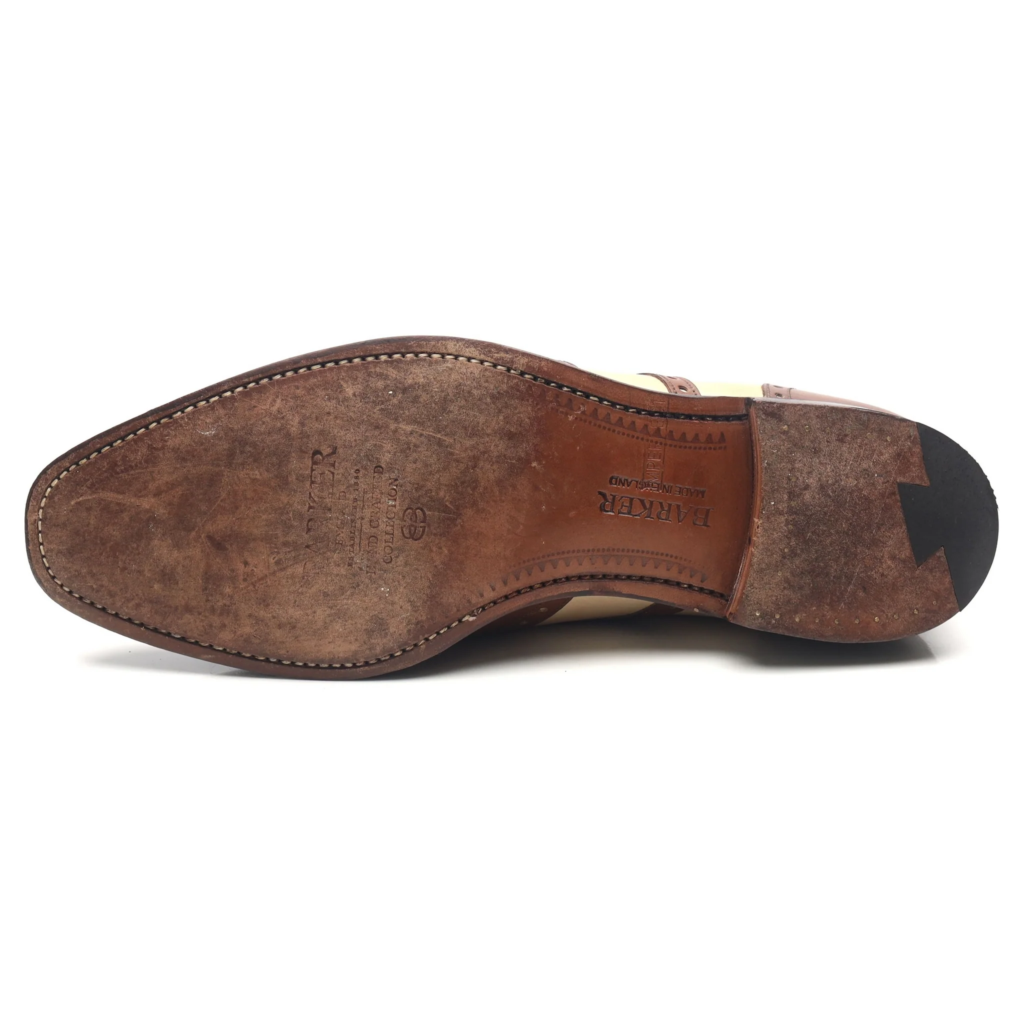 'Cambridge' Brown Beige Two Tone Leather Brogues UK 11 FX - Image 10