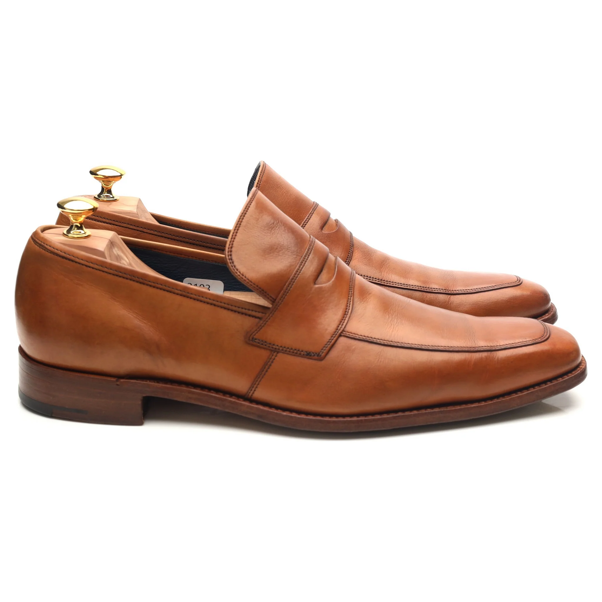 Tan Brown Leather Loafers UK 11 F - Image 6