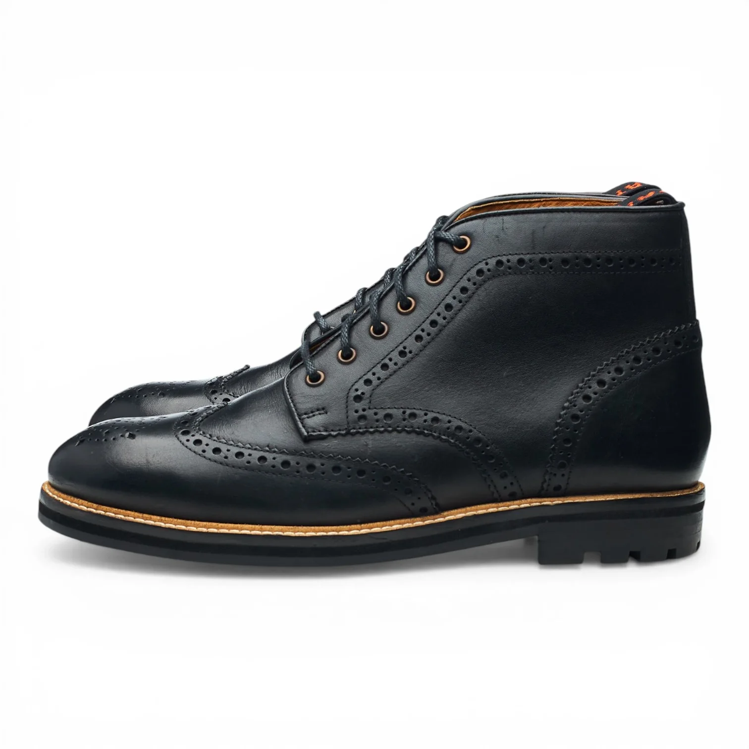 'Bayley' Black Leather Brogue Boots UK 9 - Image 3