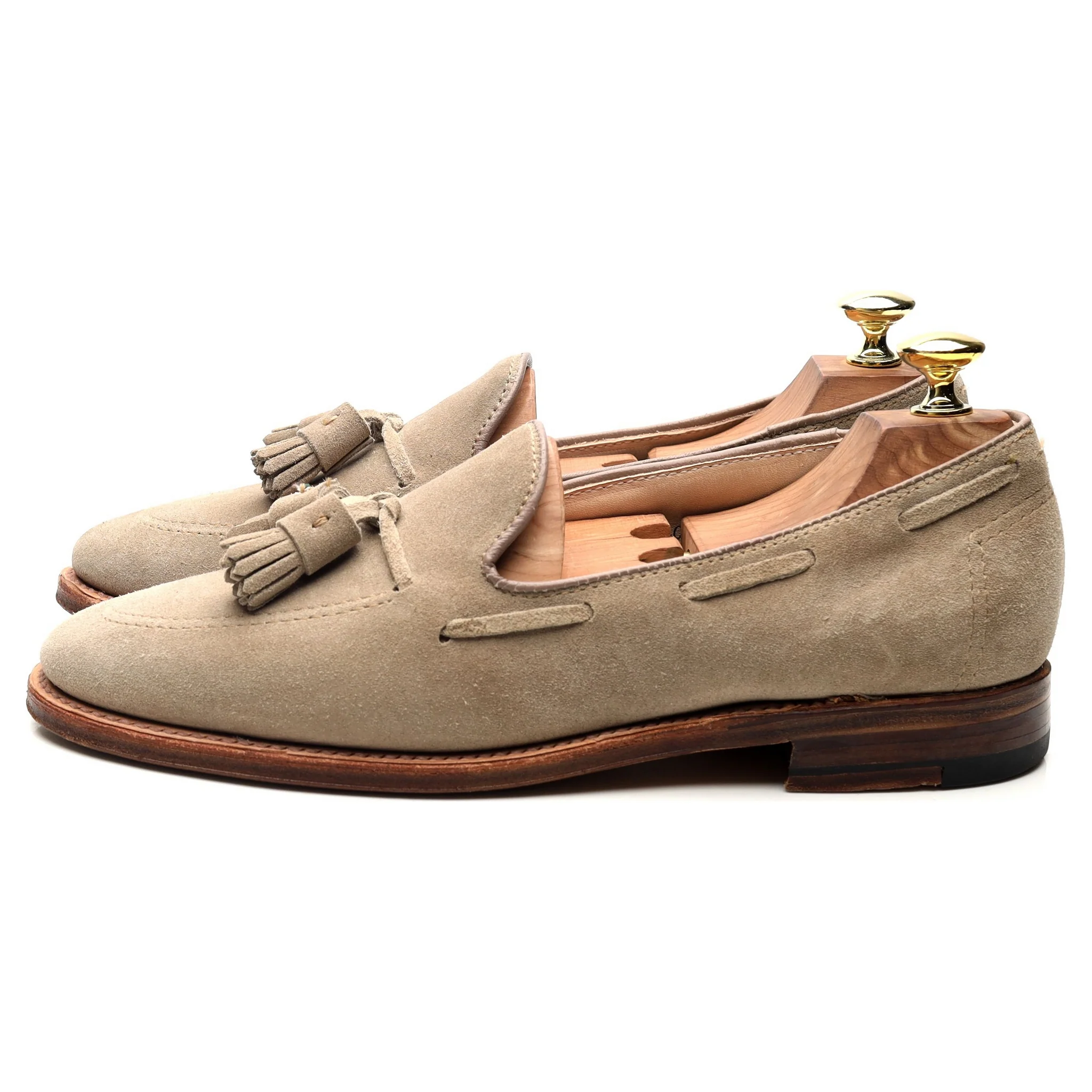 'D1121' Beige Suede Tassel Loafers UK 7 US 7.5 D - Image 2
