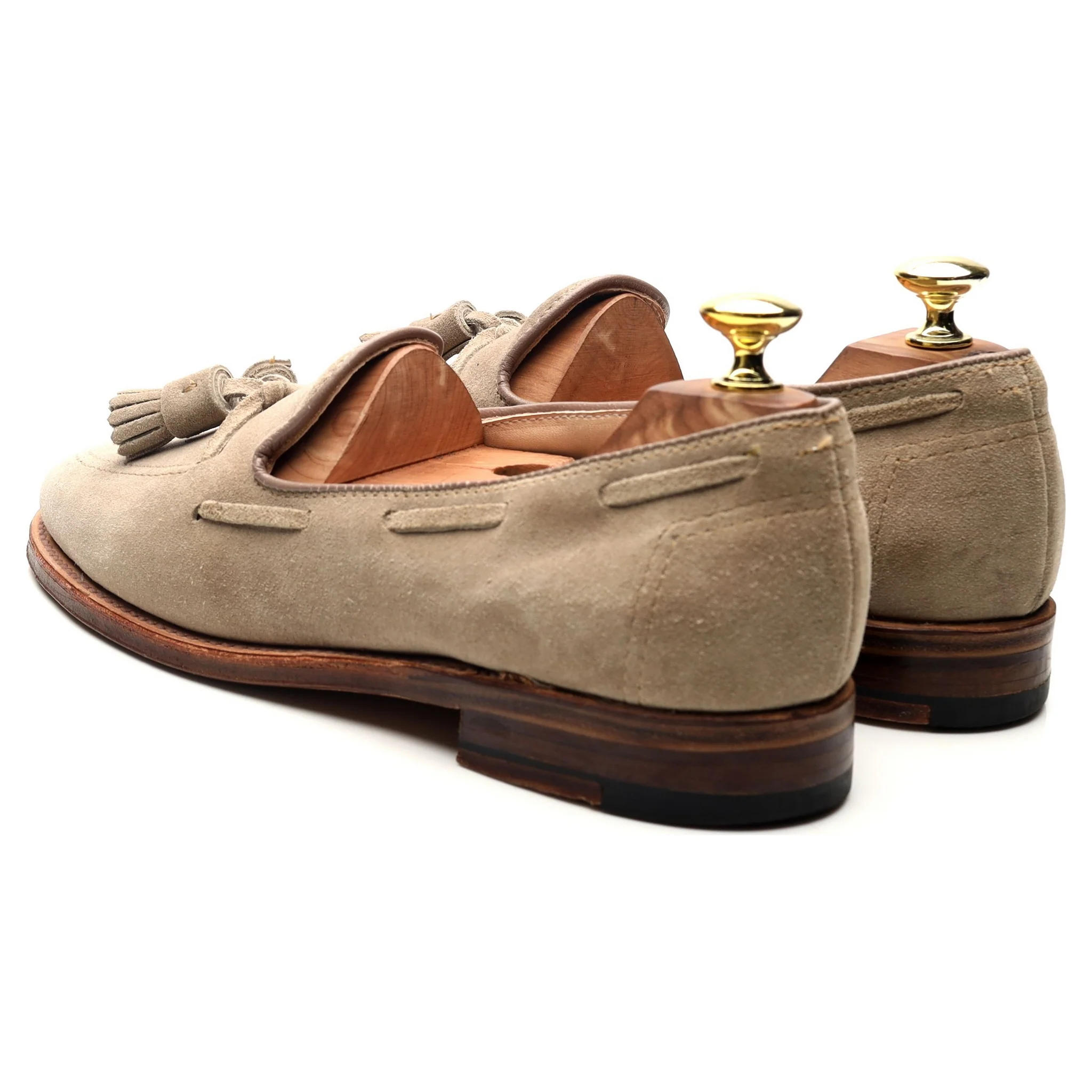 'D1121' Beige Suede Tassel Loafers UK 7 US 7.5 D - Image 3