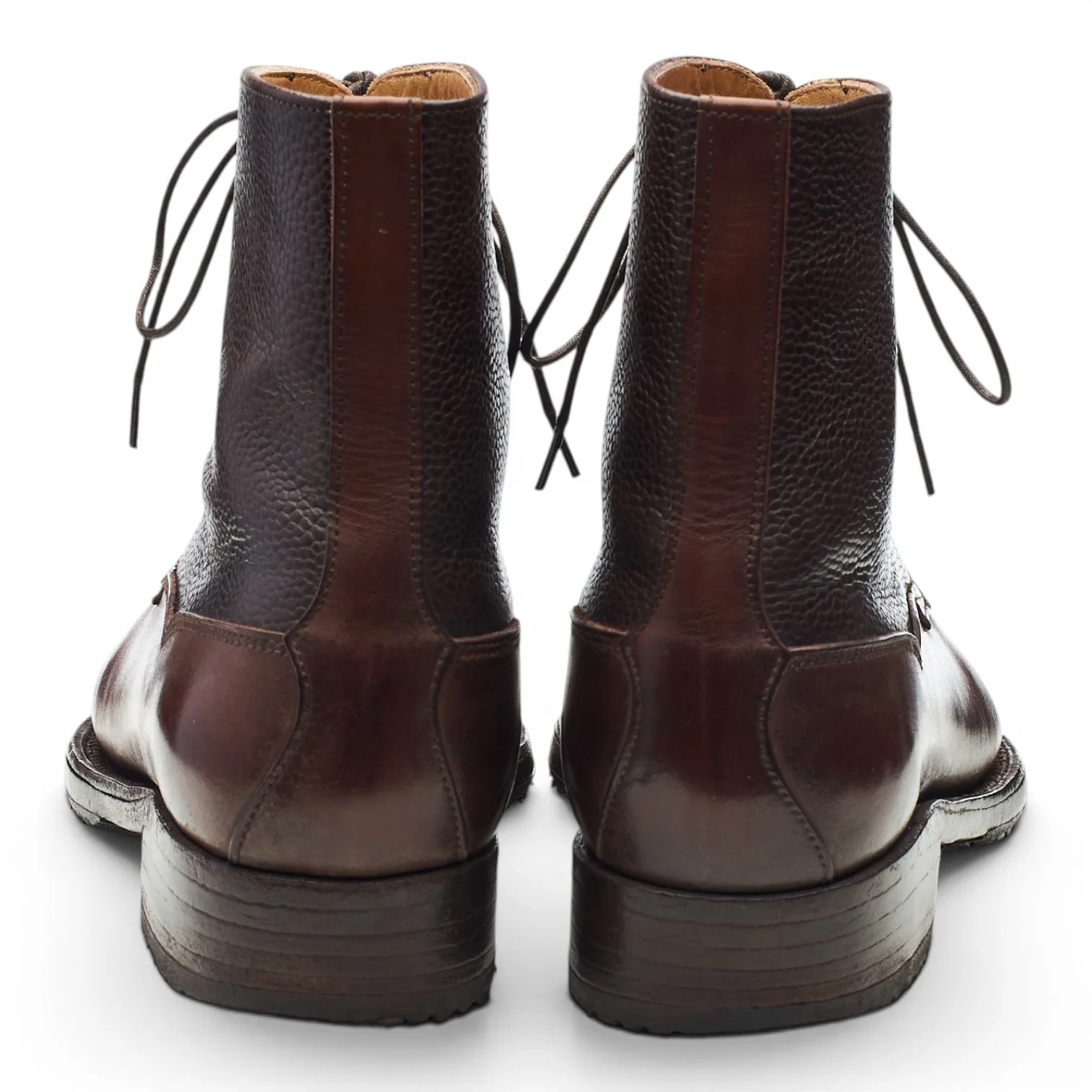 Bespoke Dark Brown Grain Leather Boots UK 8.5 F - Image 4