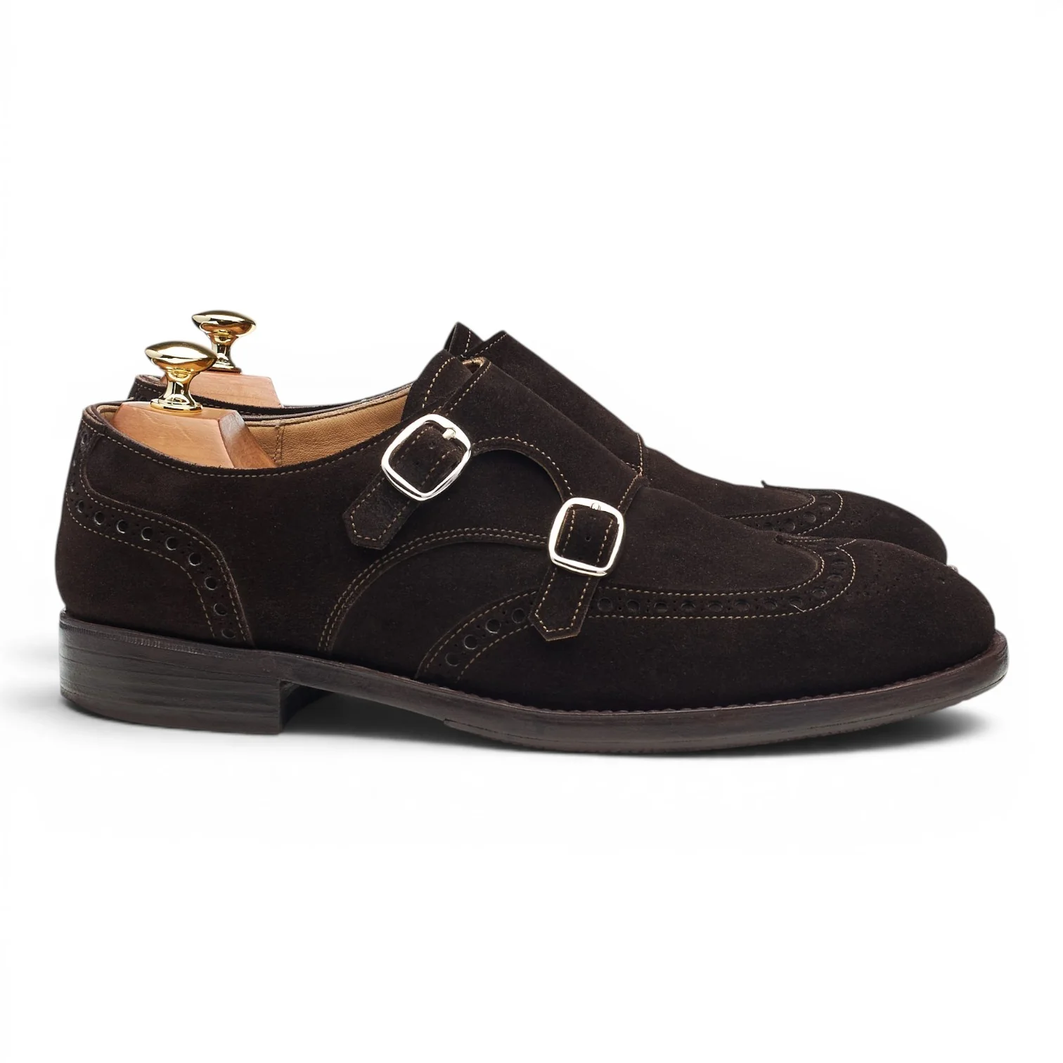 Bespoke Dark Brown Suede Double Monk Strap UK 8.5 F