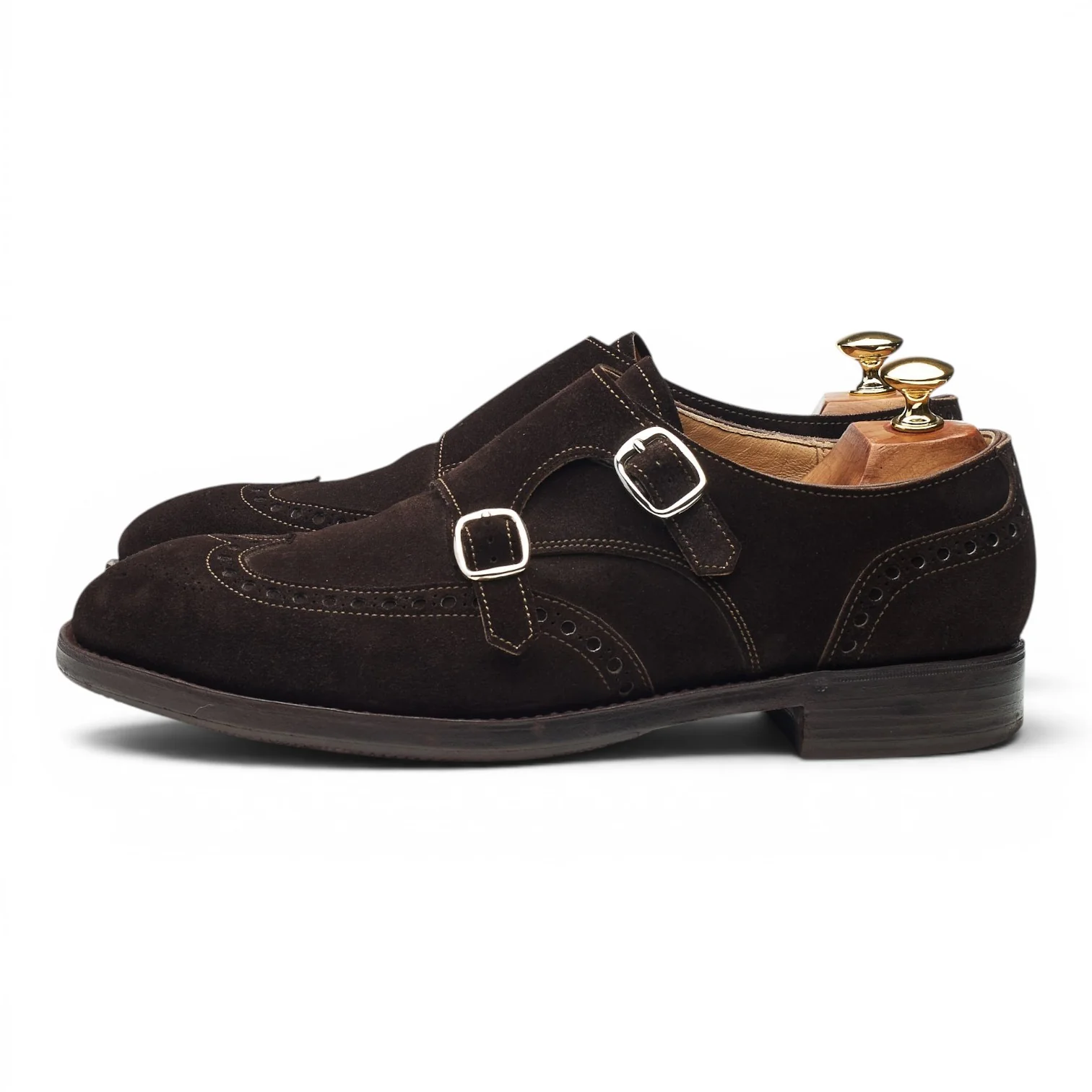 Bespoke Dark Brown Suede Double Monk Strap UK 8.5 F - Image 3