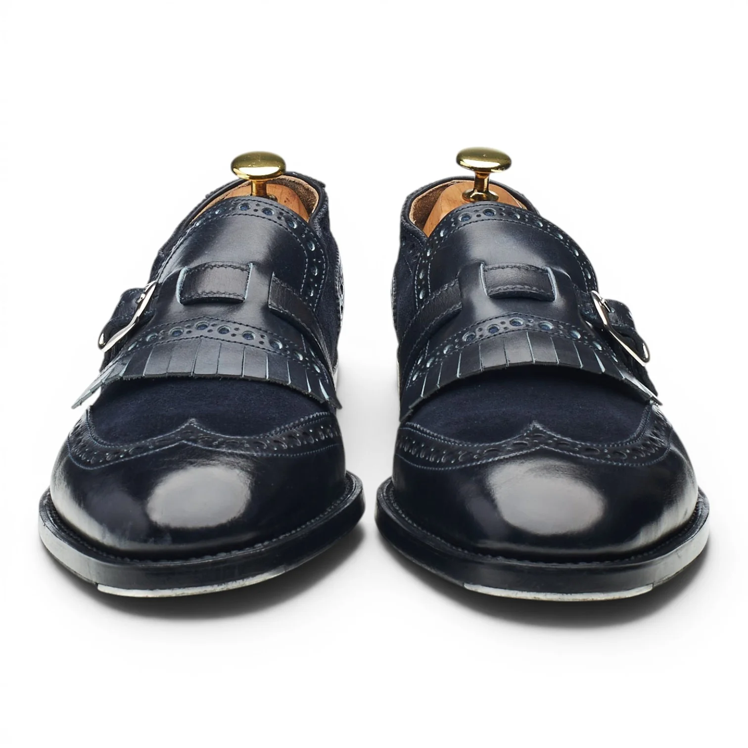 Bespoke Navy Blue Suede Fringed Monk Strap UK 8.5 F - Image 2