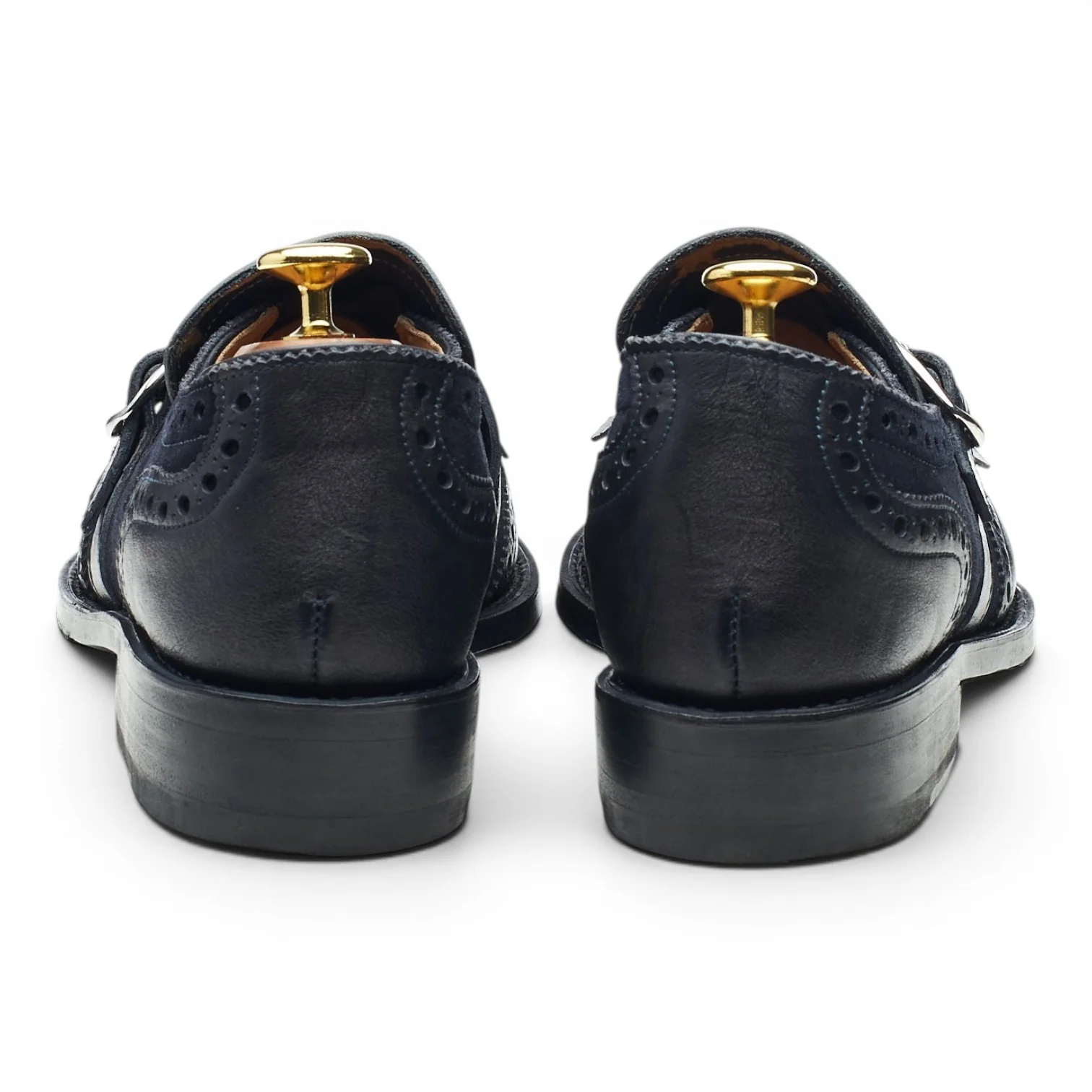 Bespoke Navy Blue Suede Fringed Monk Strap UK 8.5 F - Image 4