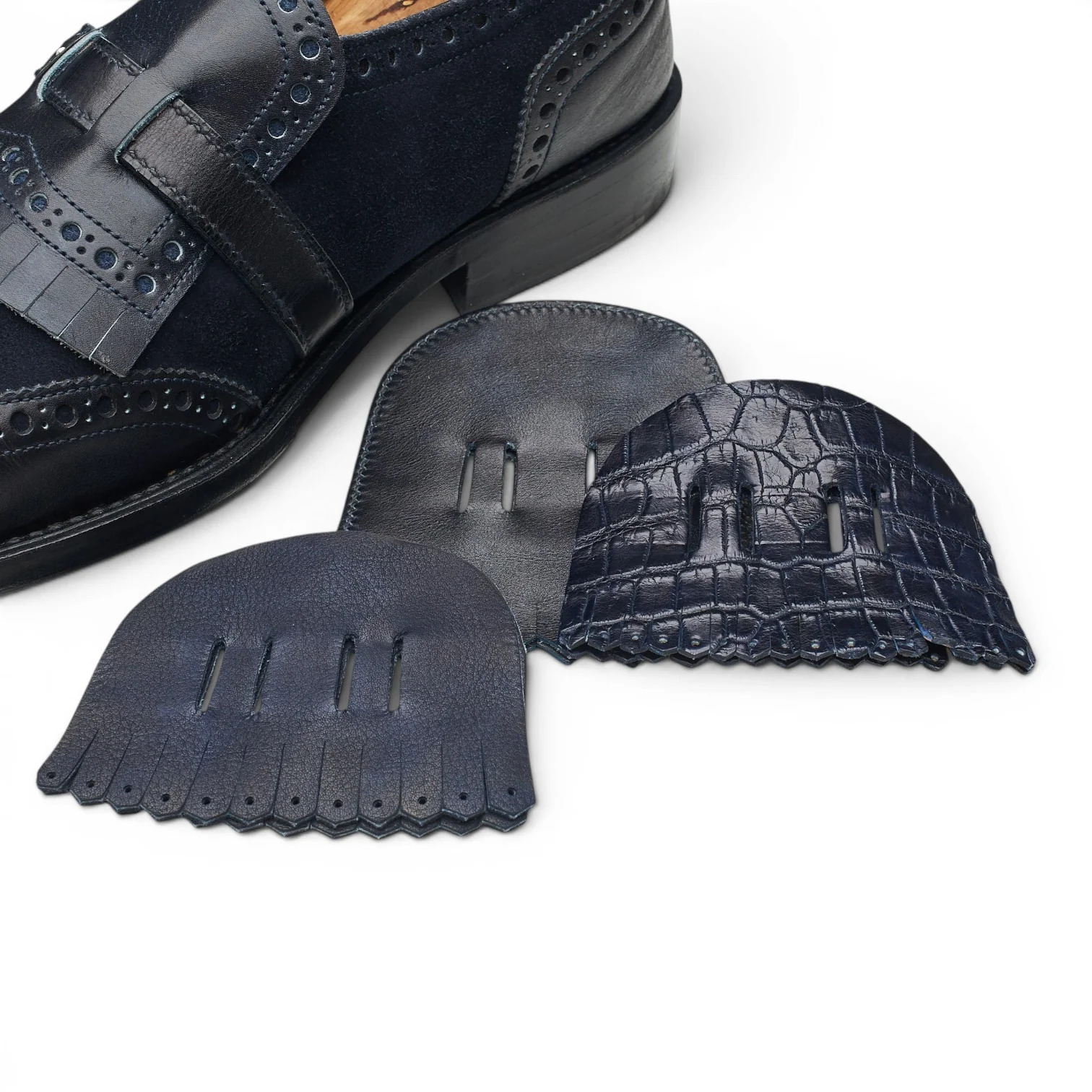 Bespoke Navy Blue Suede Fringed Monk Strap UK 8.5 F - Image 6