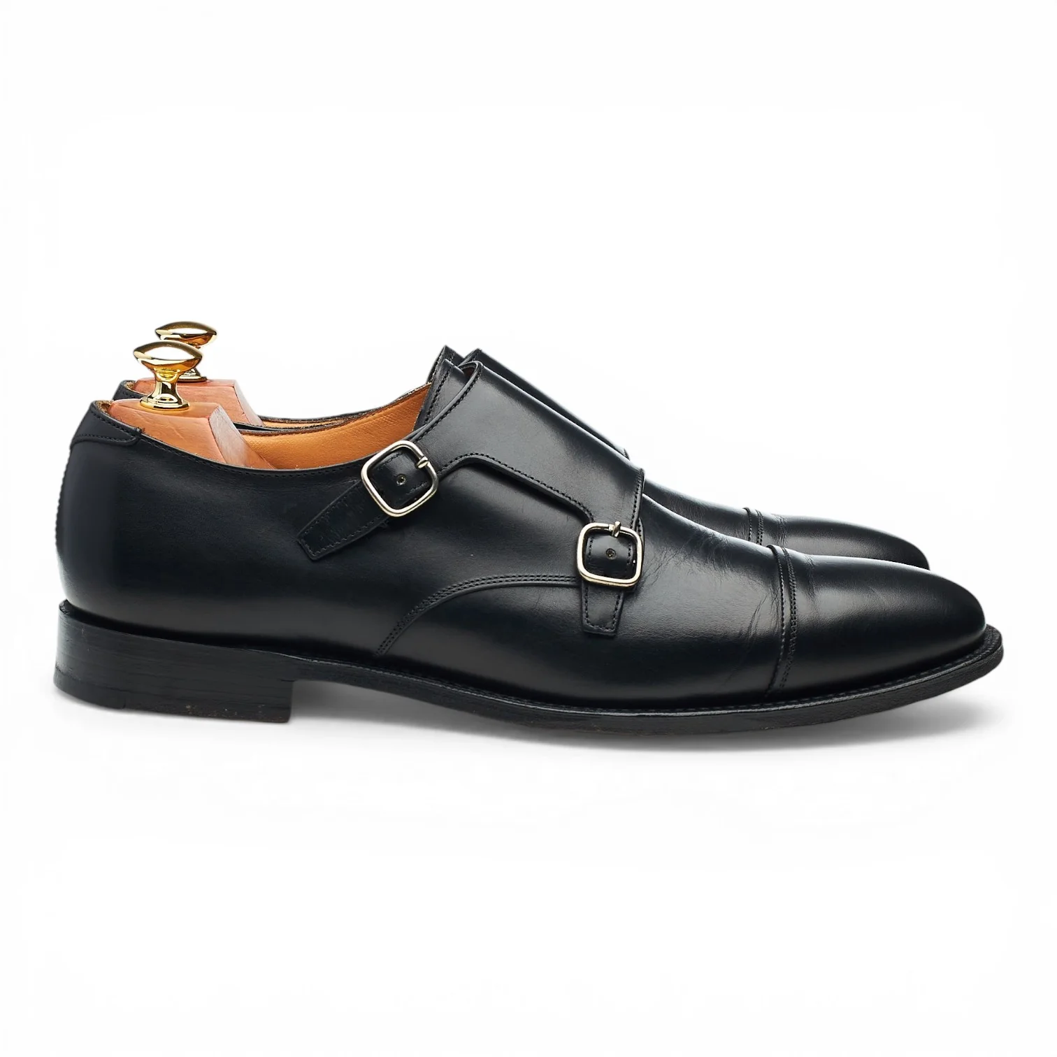 'Bicester' Black Leather Double Monk Strap UK 9 F