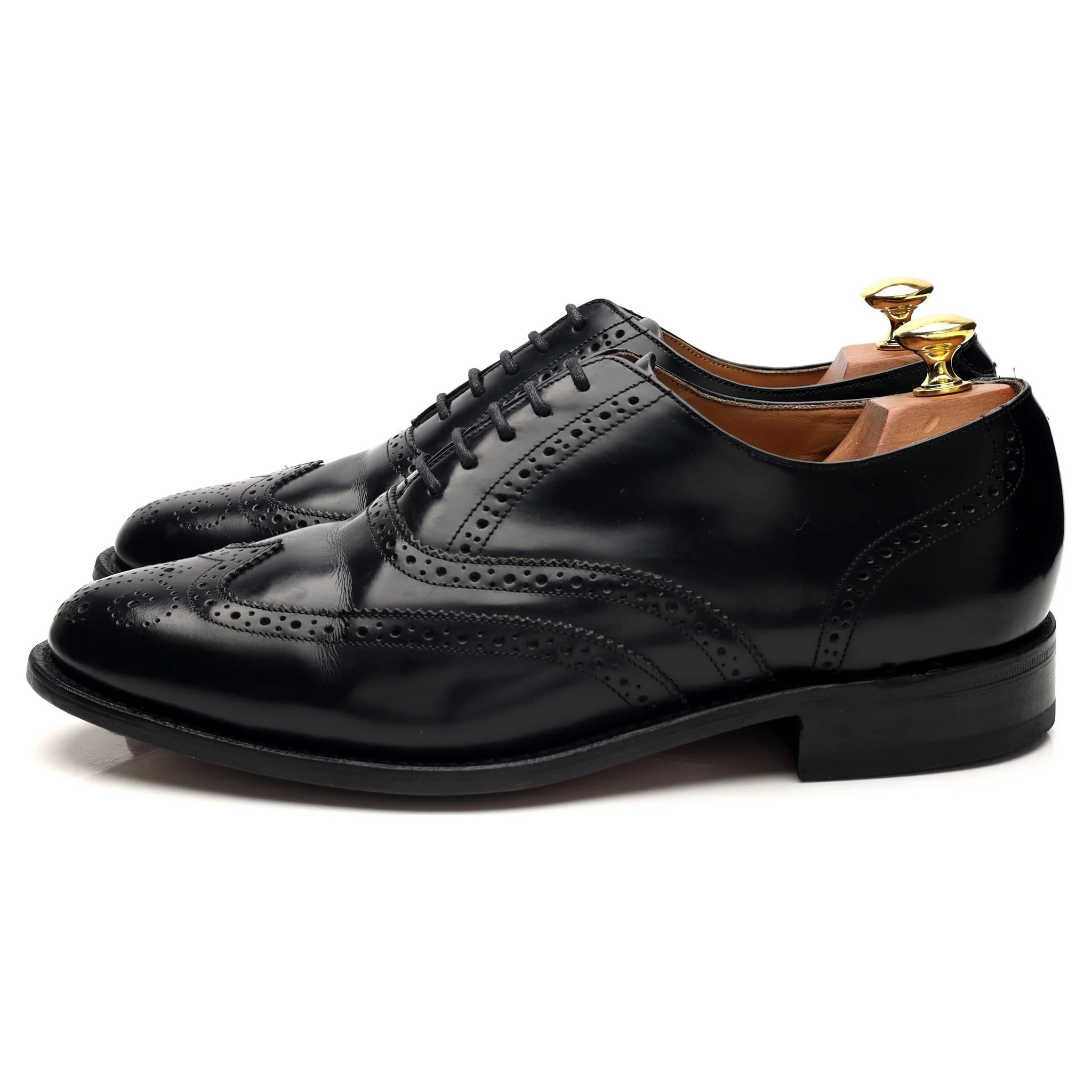 Black Leather Brogues UK 8.5 G - Image 3