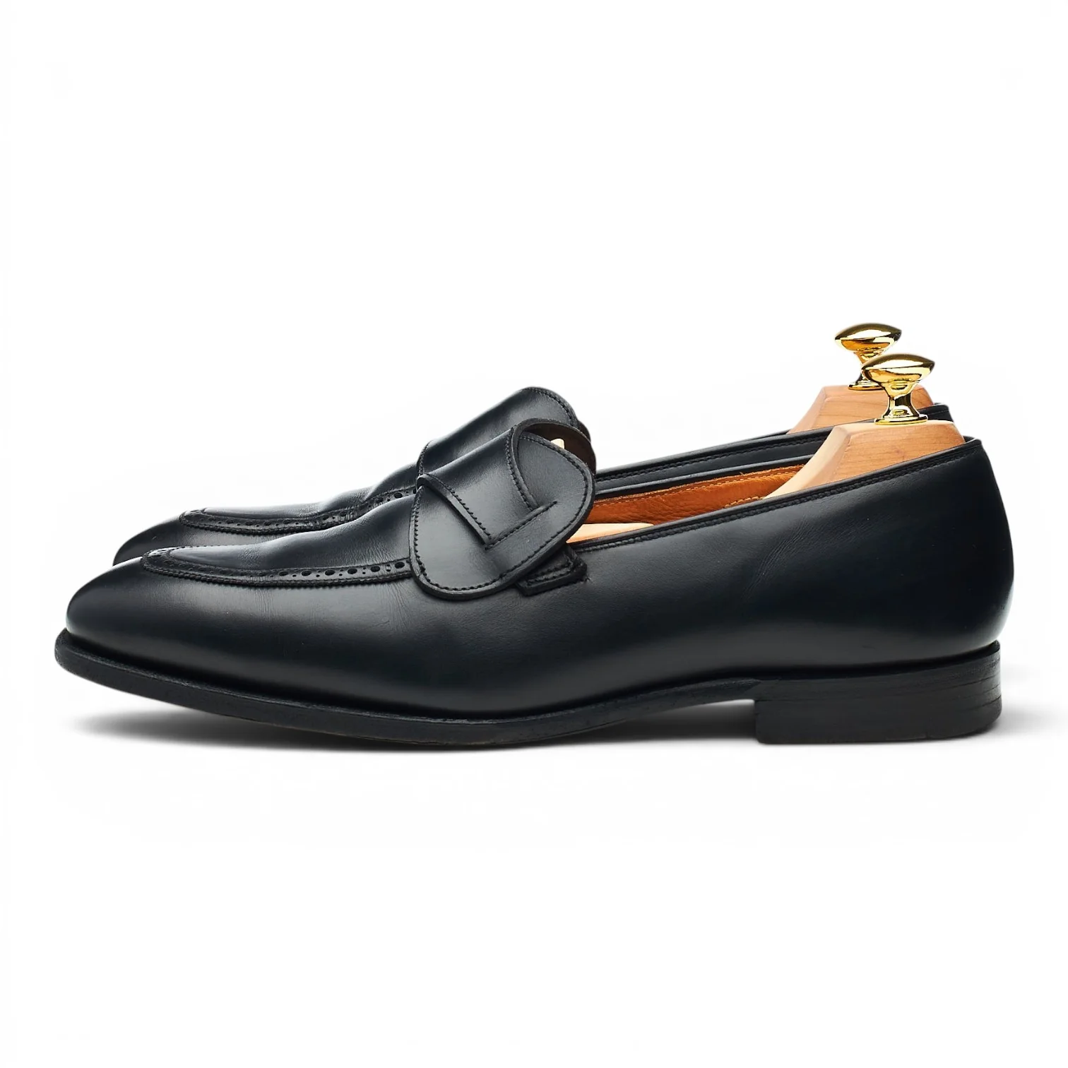 'Matthew' Black Leather Butterfly Loafers UK 7 E - Image 3