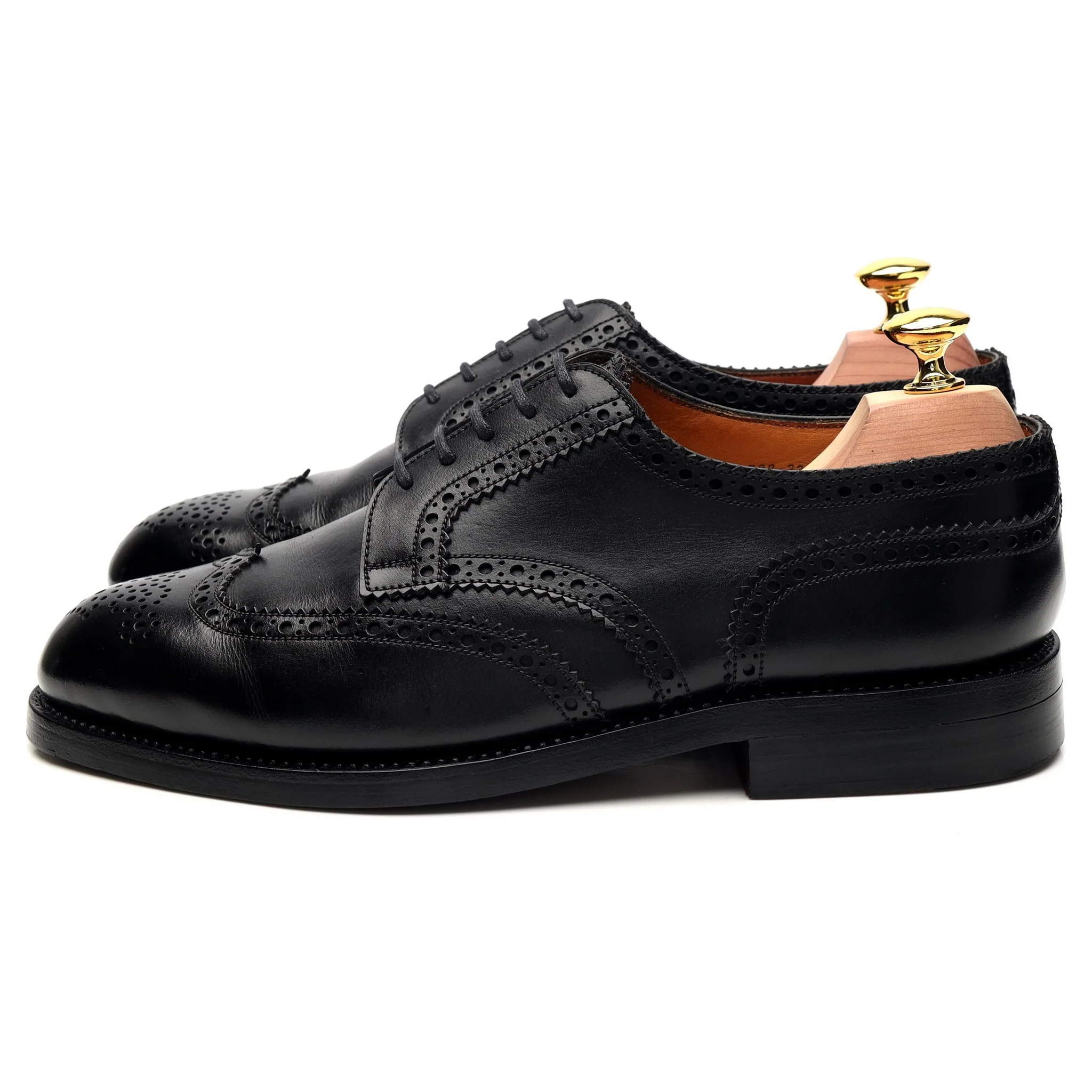 Black Leather Derby Brogue 7 E UK 7.5 - Image 3