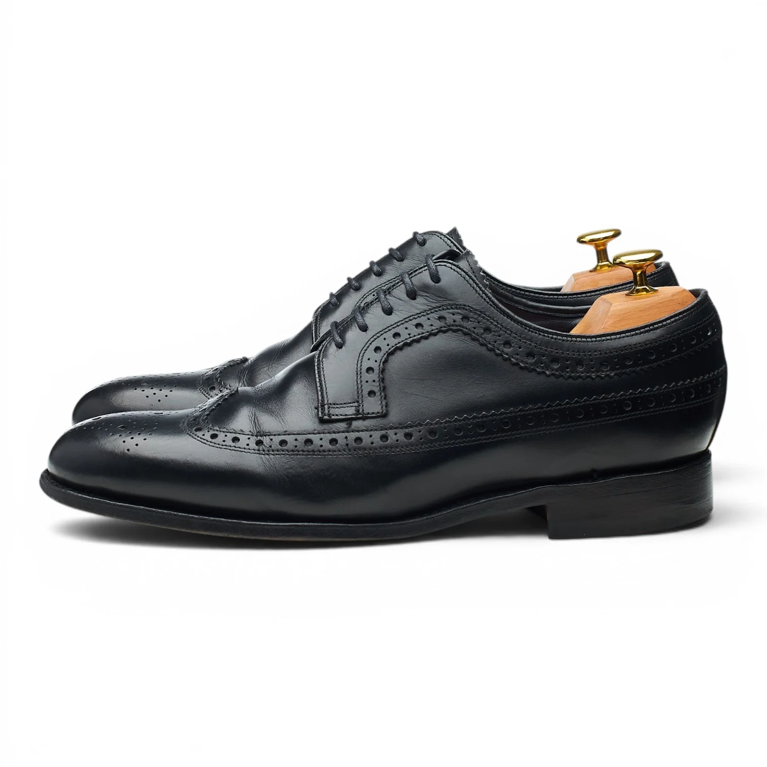 Black Leather Derby Brogues UK 8 F - Image 3