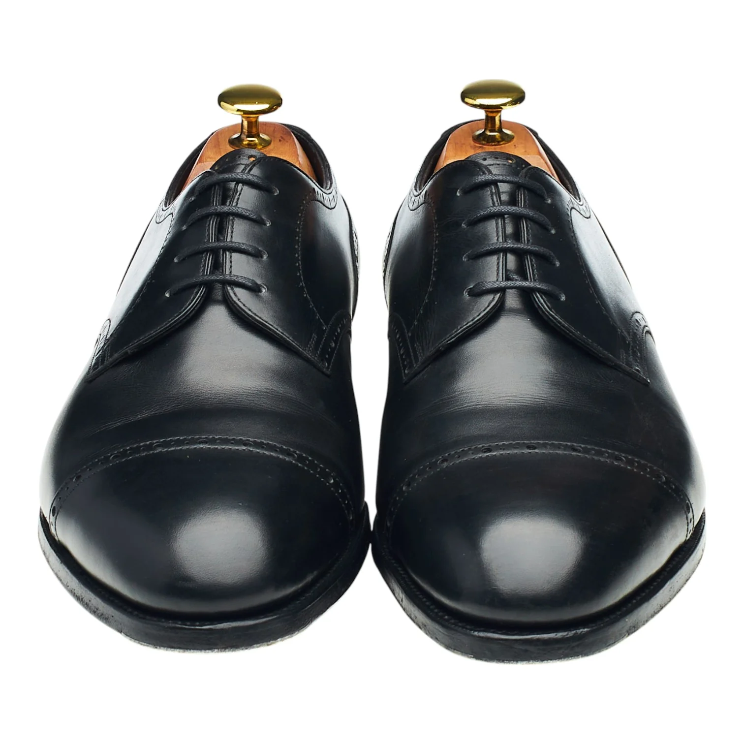 Black Leather Cap Toe Derby UK 8 F - Image 2