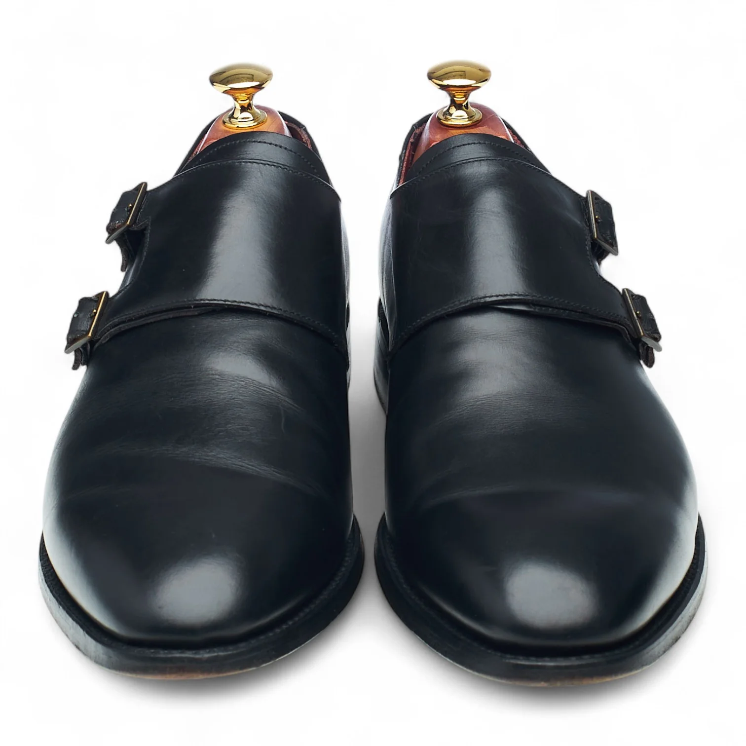 Black Leather Double Monk Strap UK 9 F - Image 2