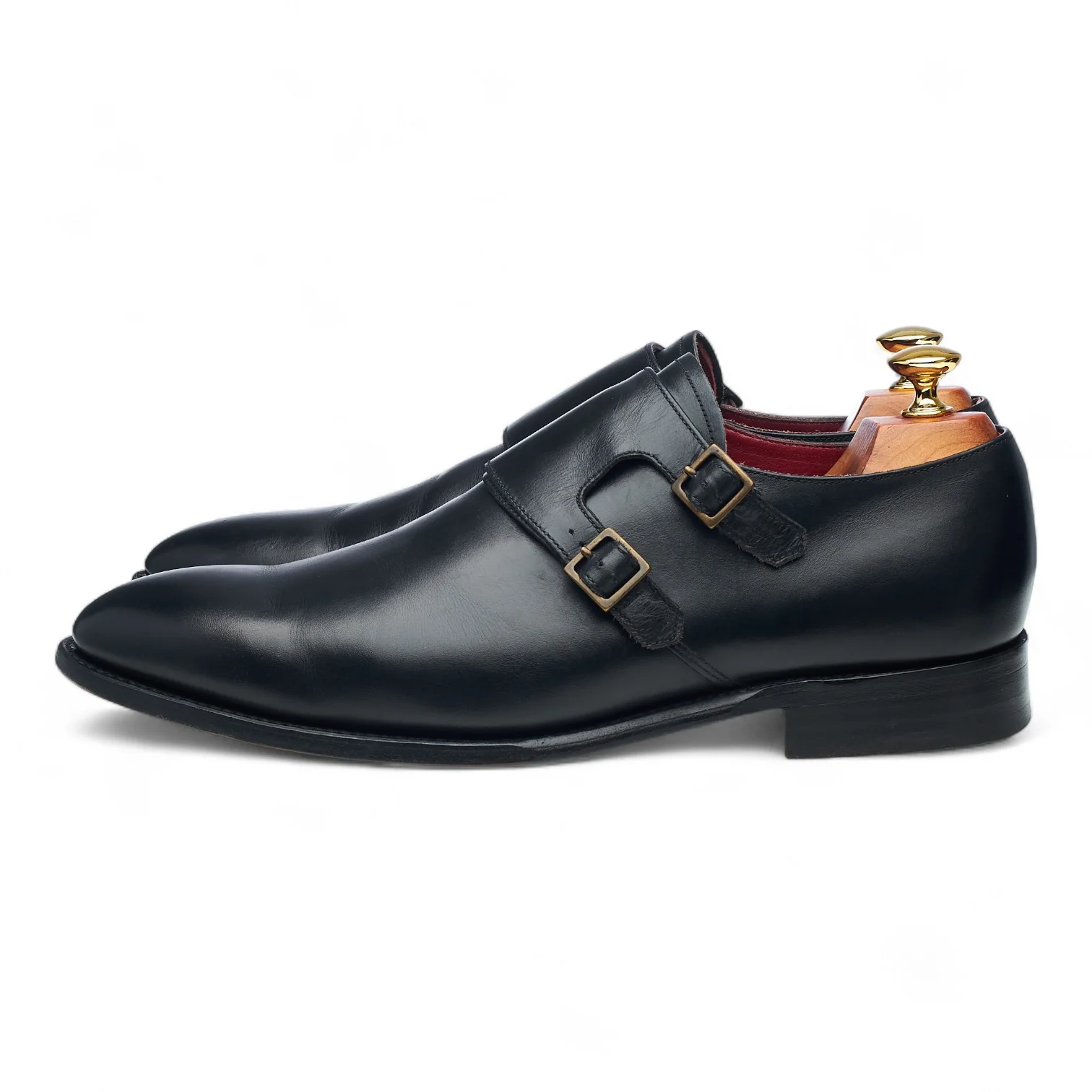 Black Leather Double Monk Strap UK 9 F - Image 3