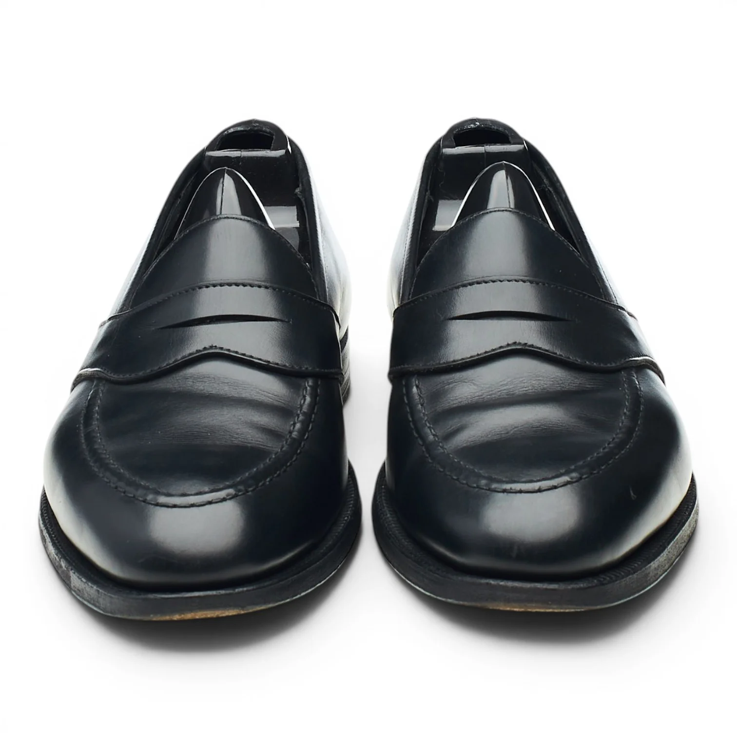 Black Leather Loafers UK 7.5 E - Image 2